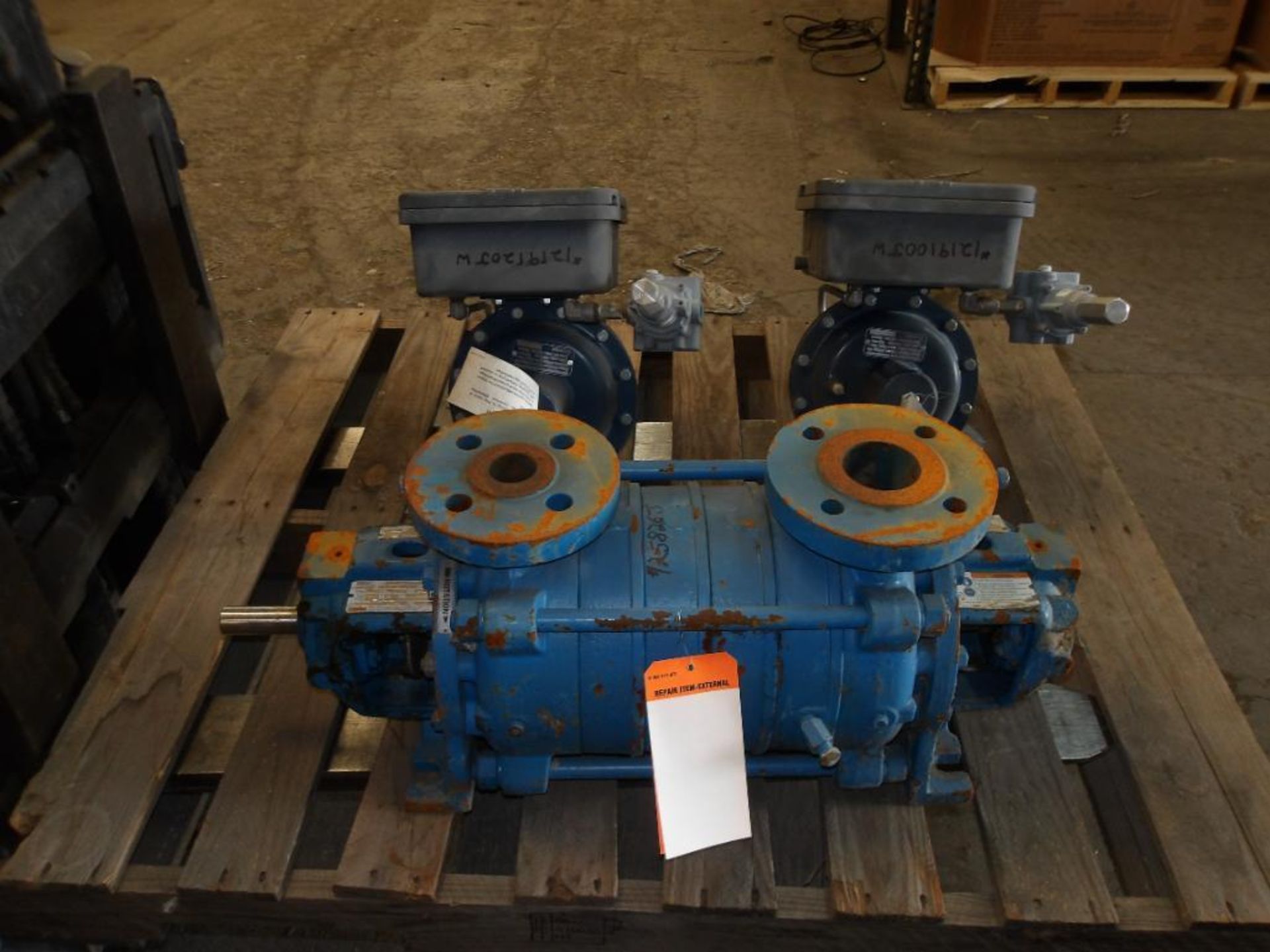 (1) Goulds Multi-Stage Pump, Model 3355, Size: 1-1/2 x 2-1/2 x 7A, (2) Dyna-Flo Norriseal Valves, 1"