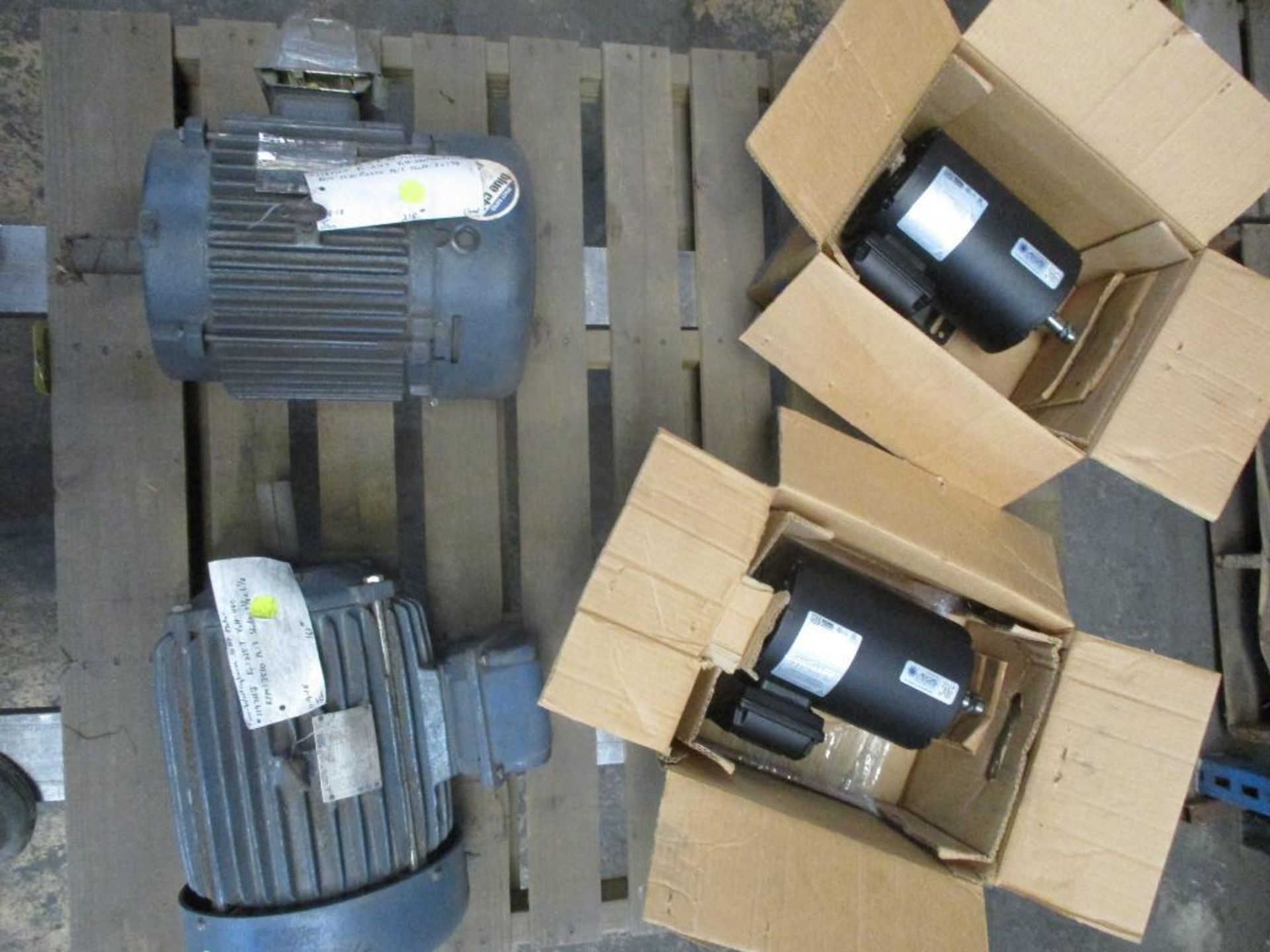 (2) (New) Weg 2 HP Motors, (1) (Used) Marathon 7-1/2 HP Motor, (1) (Used) Westinghouse 10 HP Motor