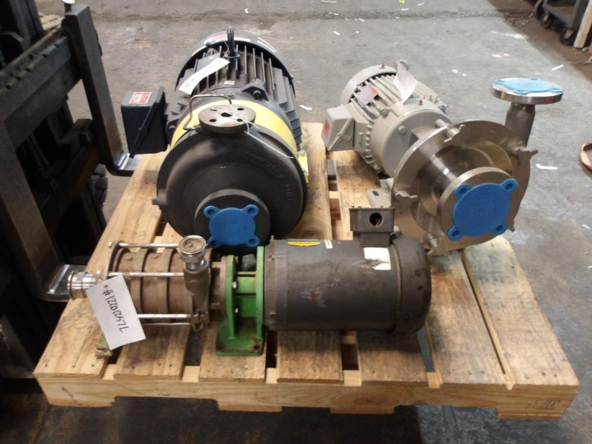 Pumps w/ Motors; (New) Fristam, (New) Gusher Pump, (Used) Eastern Centric, 2x3x8 S/S, 2x1 Steel