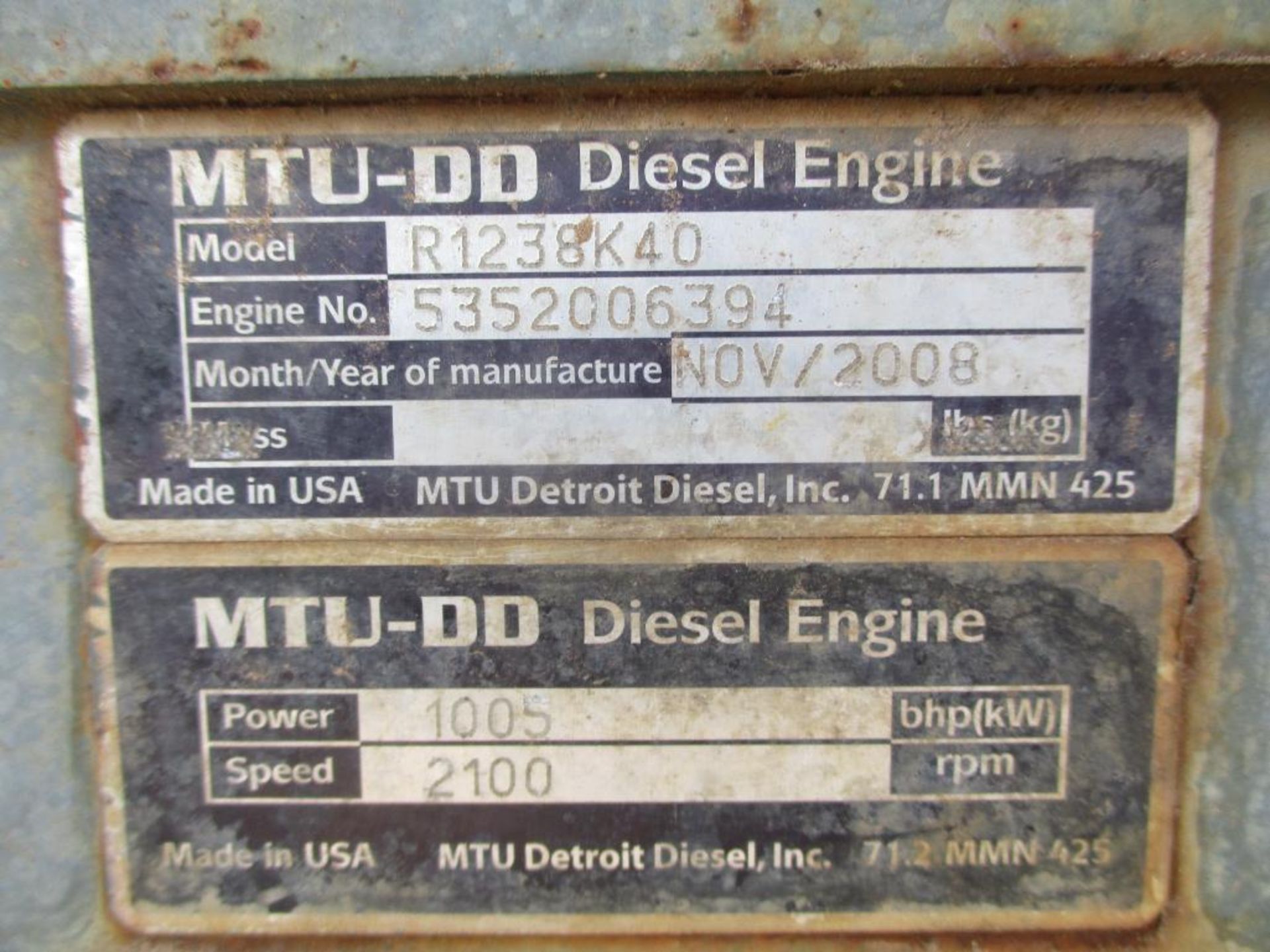 MTU-DD Detroit Diesel Engine, R1238K40 - Image 4 of 4