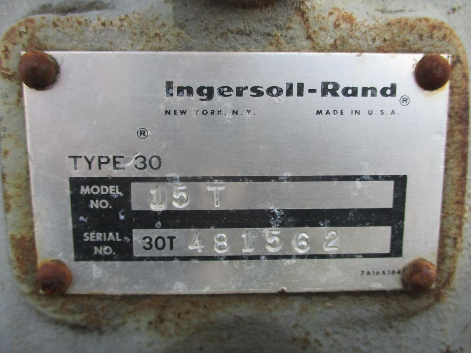 Ingersol Rand Air Compressor, Model 15T, 20HP - Image 4 of 4