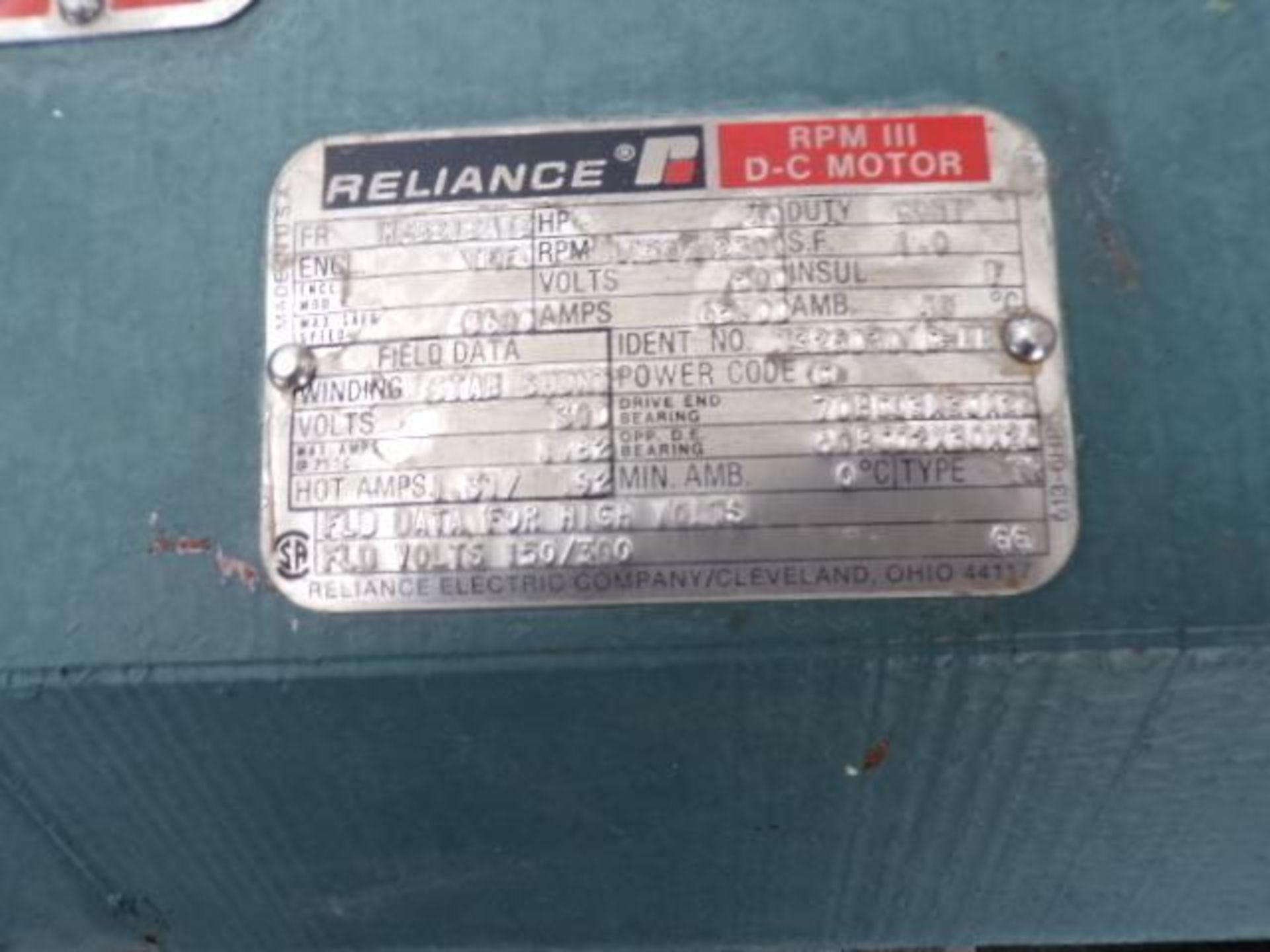 Reliance DC Motor, 40 HP, 1750/2300 RPM, 500V, MC3212ATZ Frame (Used) - Image 4 of 4