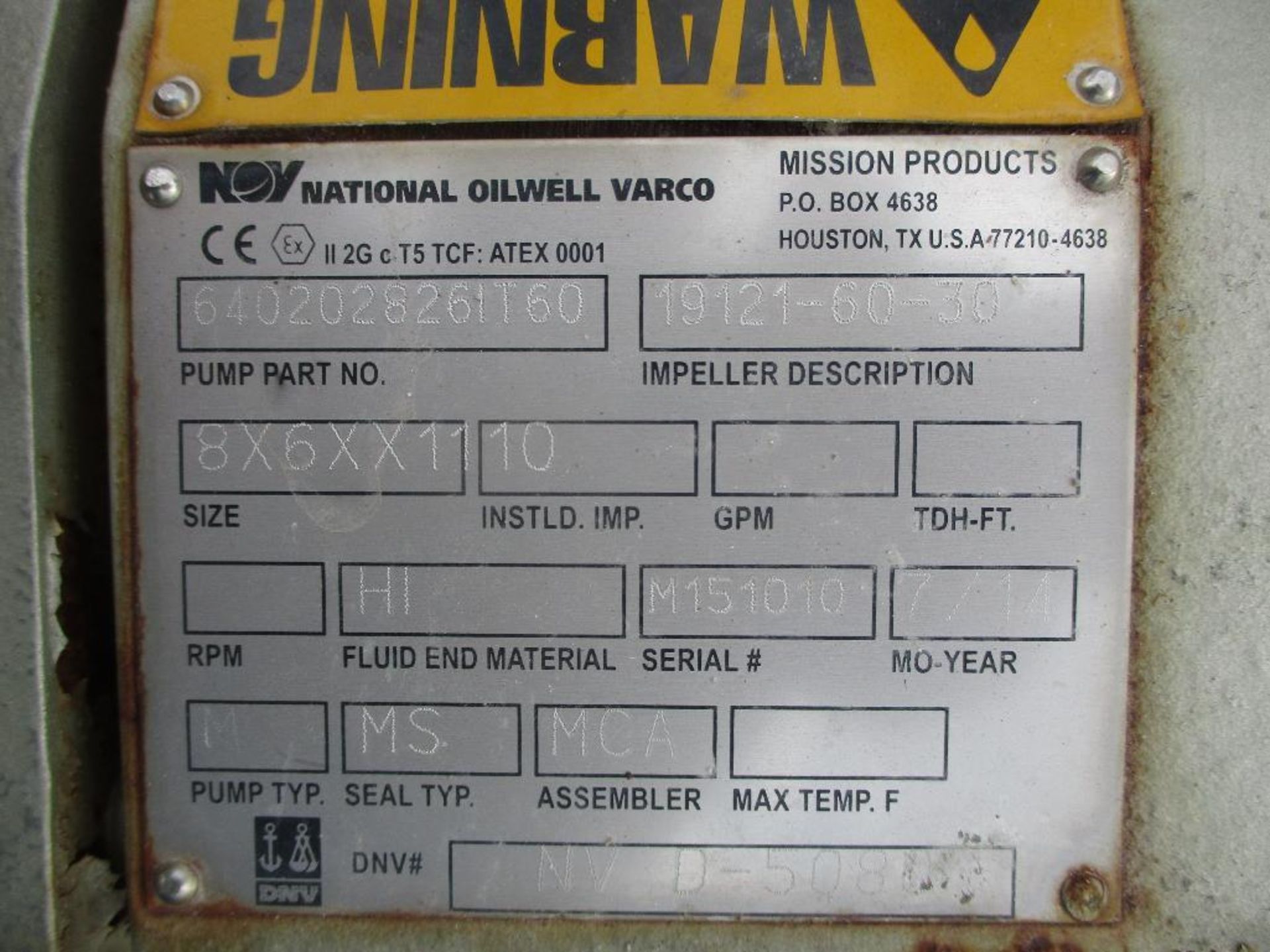 (1) National Oilwell Pump, 8x6x11 (New) - Image 4 of 4