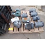 Pallet w/ (11) (Used) Small Electric Motors, Various Sizes, 1/3HP, 1HP, 2HP