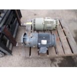 Pallet of (2) (Used) Motors; (1) 10HP & (1) 7.5HP