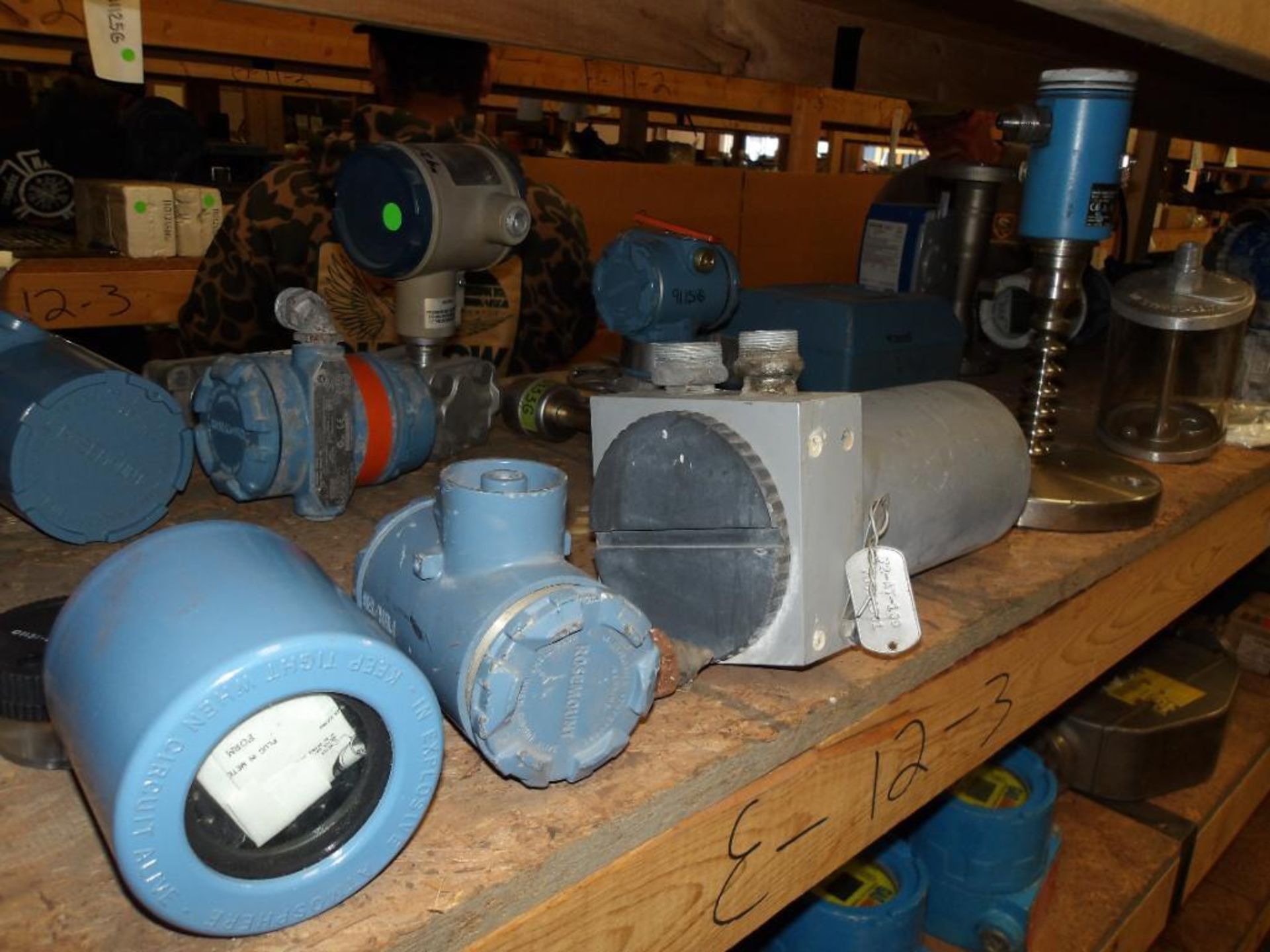 Contents of Shelf E-11-3 & E-12-3; (7) Rosemount Transmitters, Flow Tube, Krohne, Honeywell, Bailey