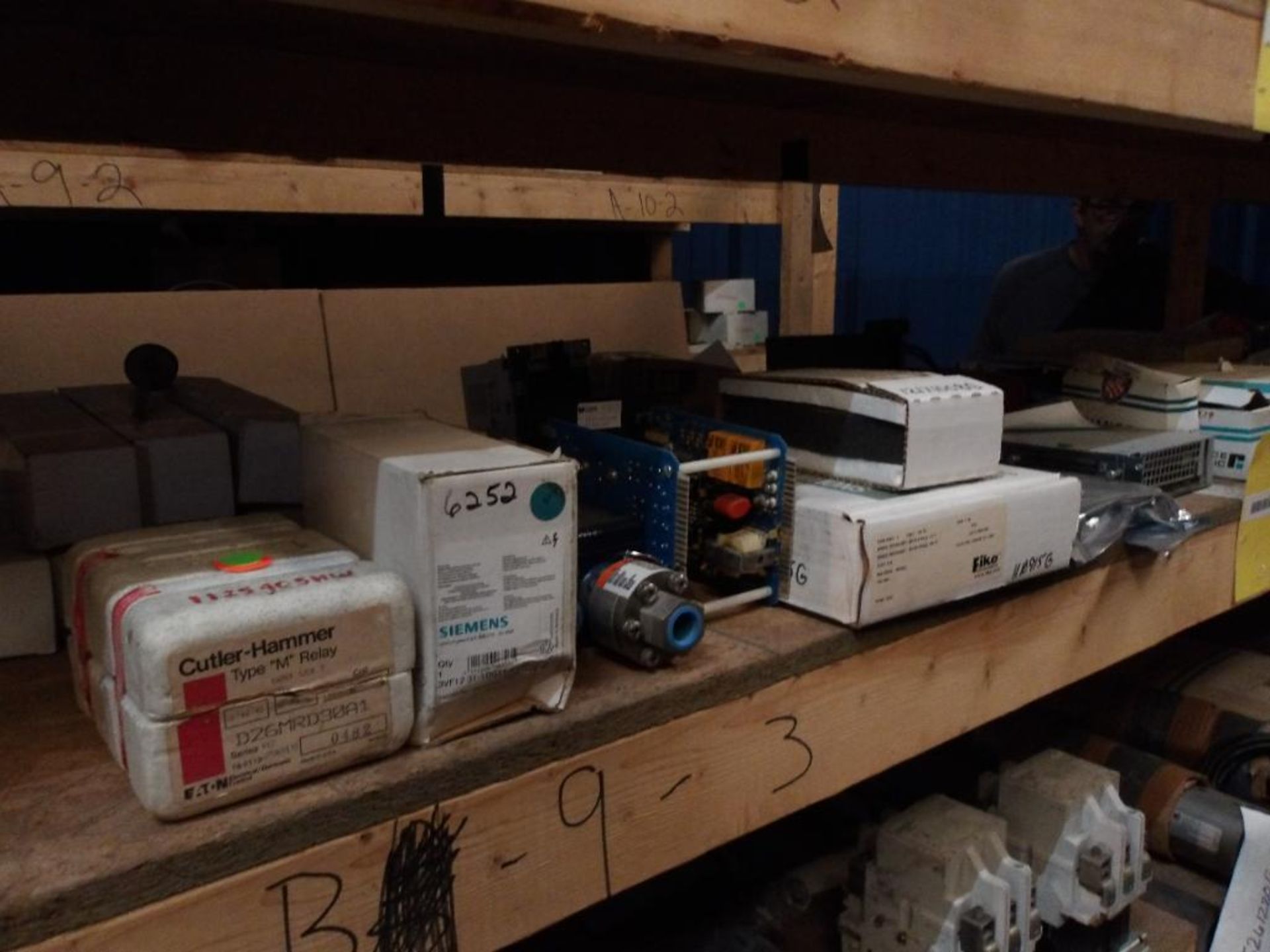 Contents of Shelf B-9-3 & B-10-3; Reliance, Banner, Gemco, Keba, Circuit Boards, Cat, Fanuc Servo Mo