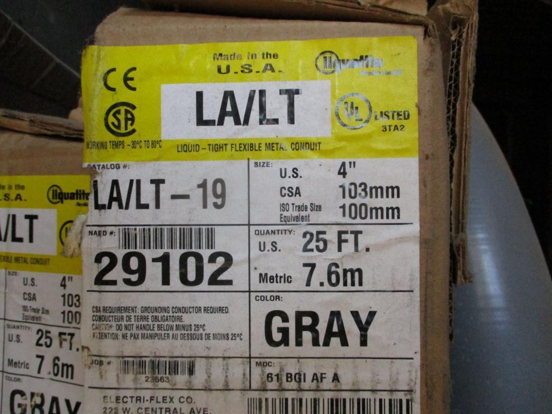 (12) Pcs. of Liquatite 4" Flexible Metal Conduit, Gray, 25', Cat No. LA/LT-19 (New) - Bild 4 aus 4