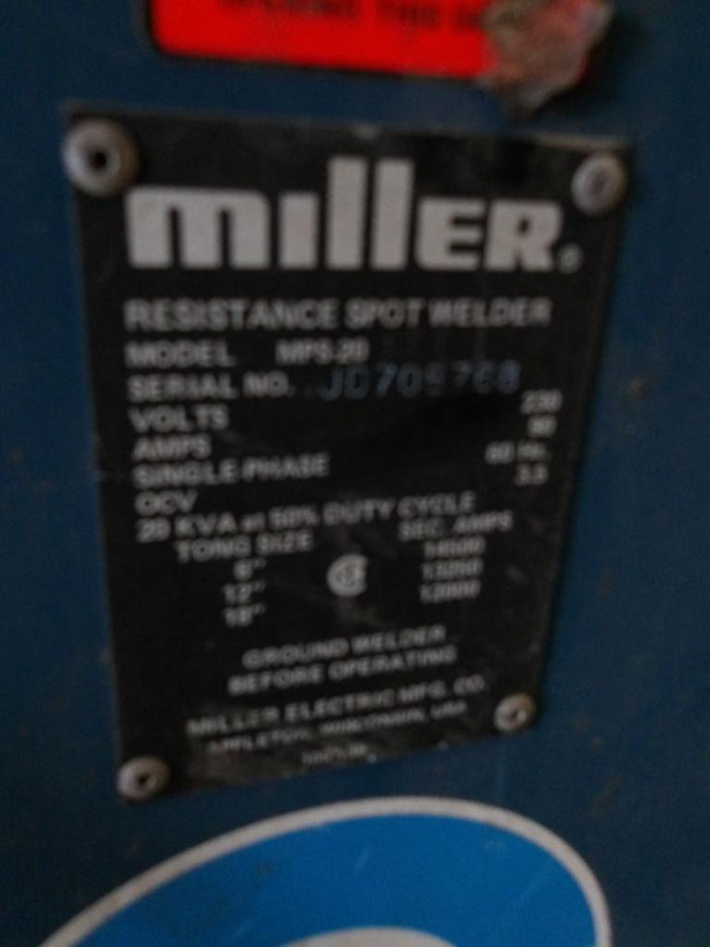 Miller Spot Welder, Model MP8-20, 230 V (Used) - Image 2 of 6