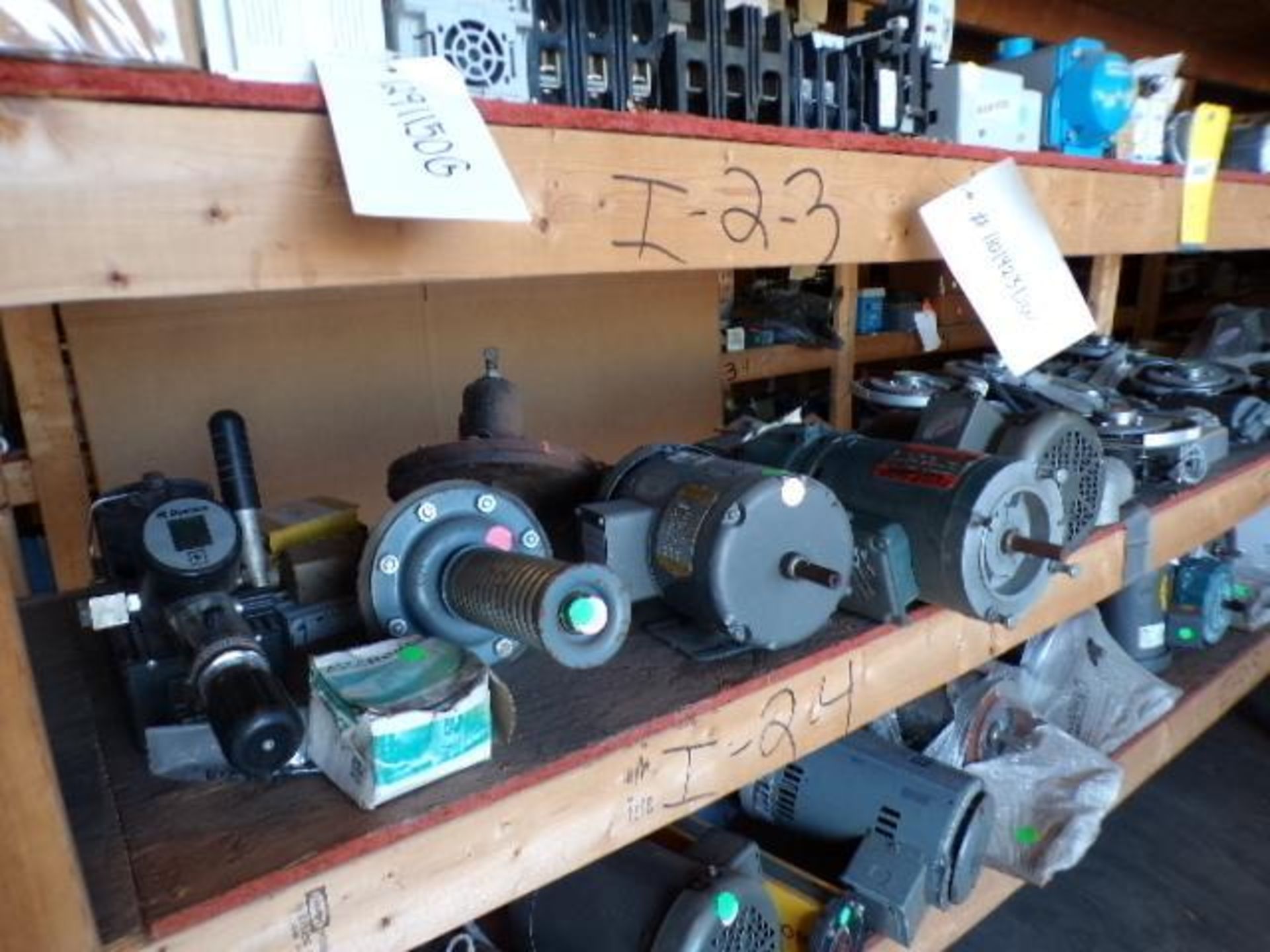 Contents of Shelf I-2-4-I-3-4; Motors, Valve Regulators, Voith, Baldor Reliance, Asco