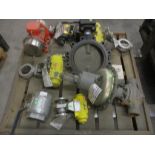 Pallet of Various Actuator Valves, (1) Manual Ball Valve, (1) OLI Vibrator (Used)