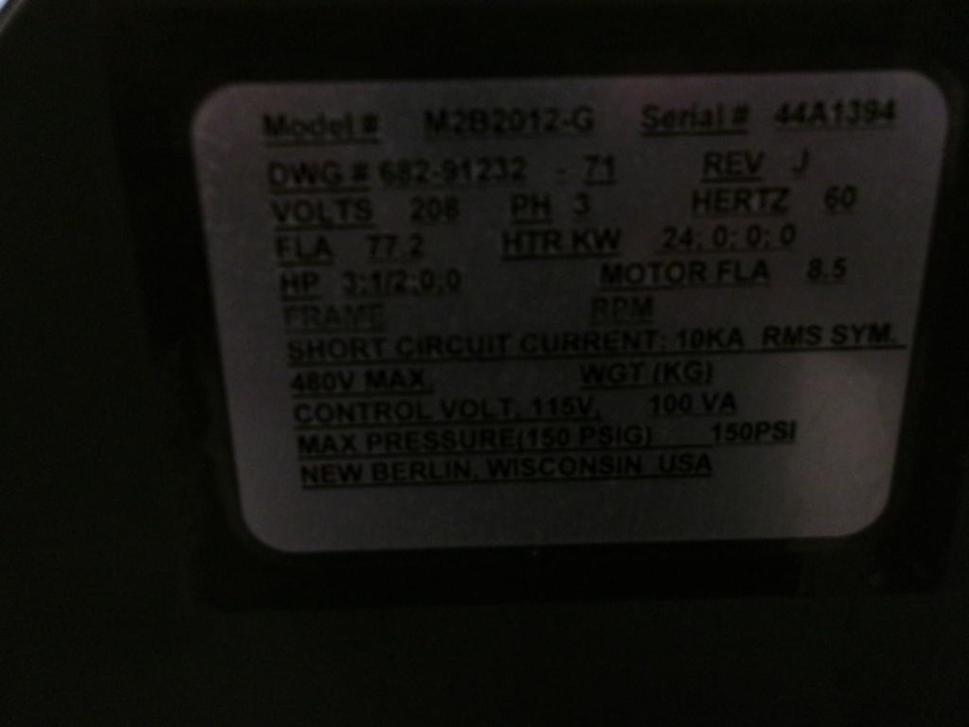Sterling Temperature Controller, Model M2B2012-G, S/N 44A1394 (Used) - Image 5 of 9