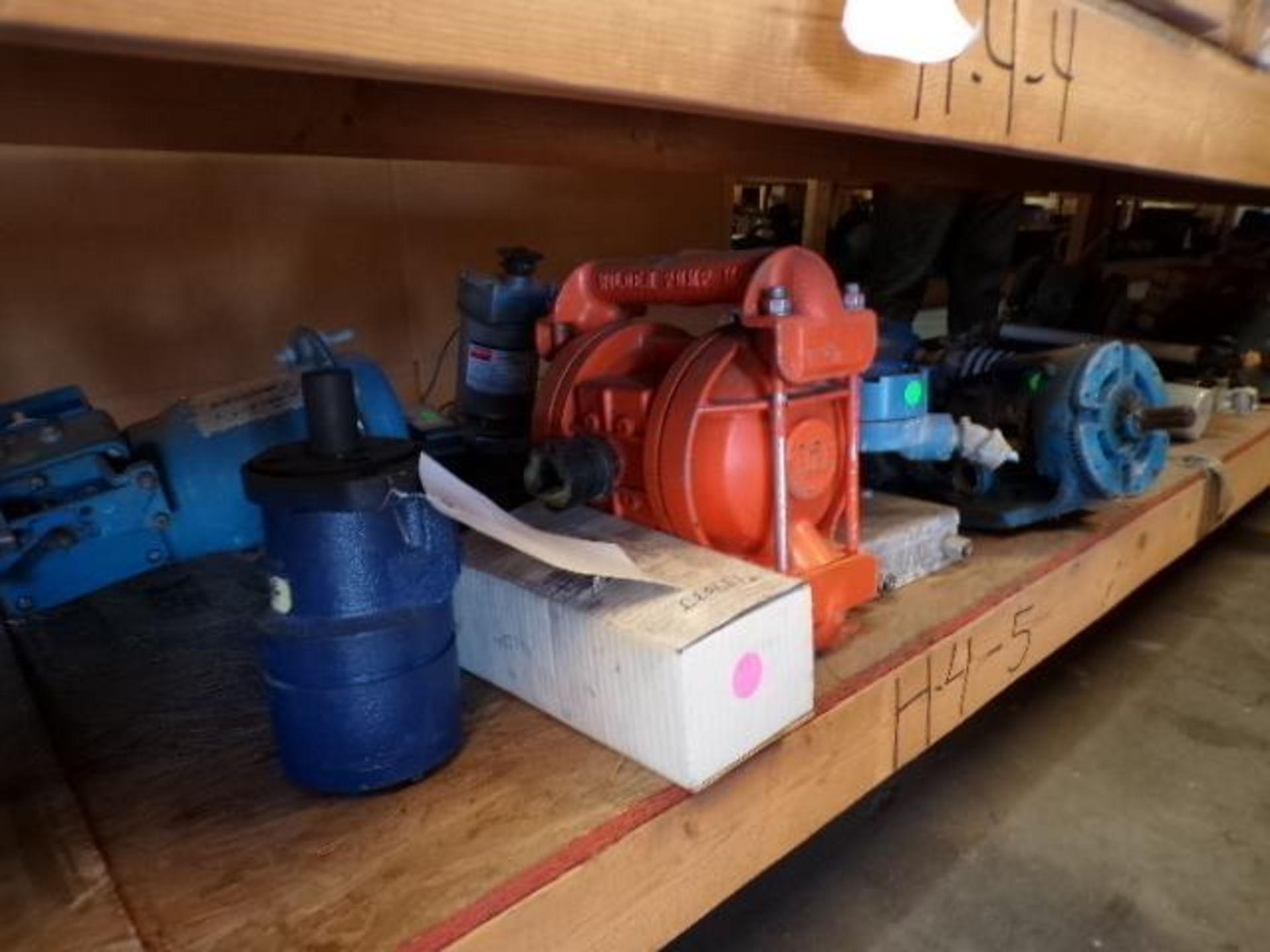 Contents of Shelf H-4-5 & H-5-5; Reliance Electric Motor, Flow Tube, AvTron, Viking Pump Valve, Endr