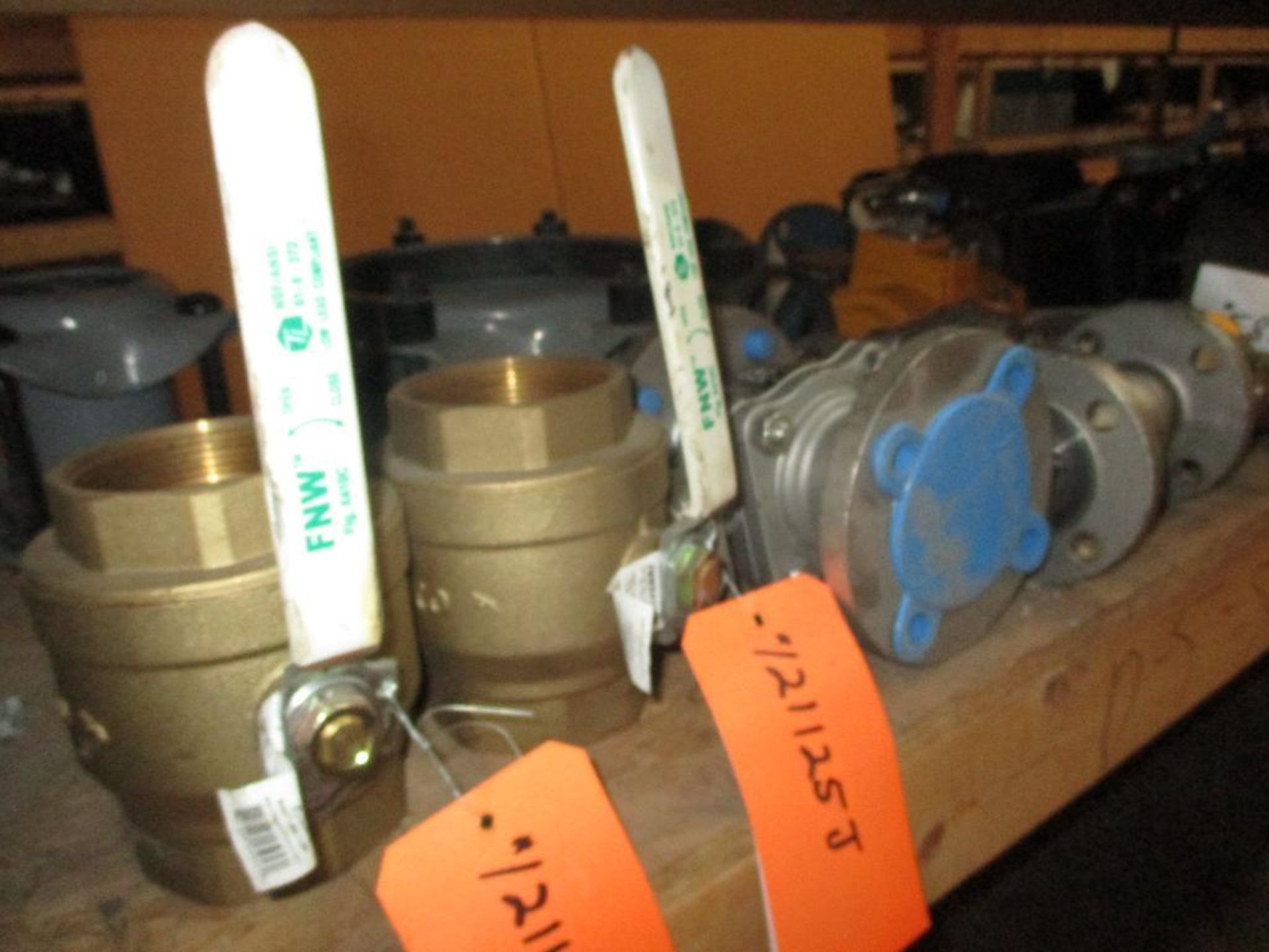 Contents of Shelf D-5-5 & D-6-5; Brass & Stainless Valves, Fairbanks, Powell, FNW, Delval Butterfly