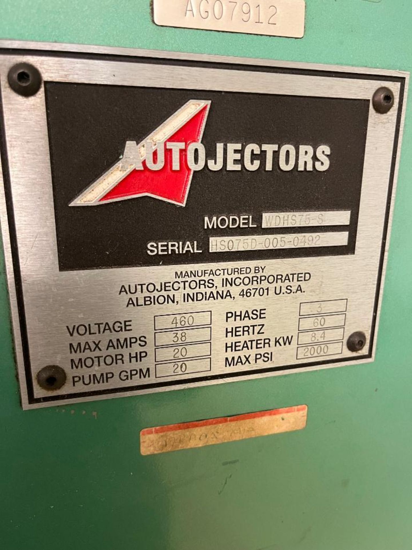 Autojectors 75-Ton Plastic Injection Mold Machine, Model WDHS75-S, S/N HS075D-005-0492, CTI 5250 Acc - Image 12 of 12