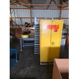 Flammable Cabinets, Tables, Metal Cabinets, Cart in Center of Shed