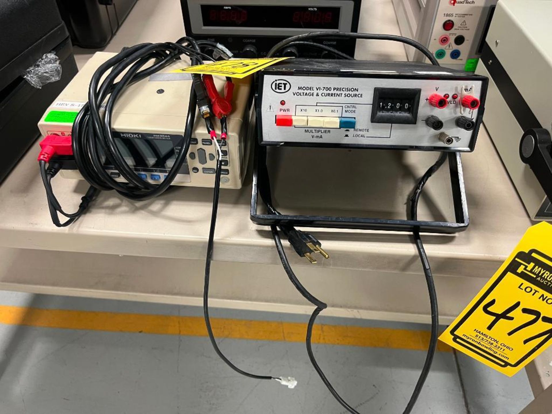 (1) Iet Precision Voltage & Current Source, Model VI-700, 200 MV, 70MA, (1) Hioki Resistance Meter,