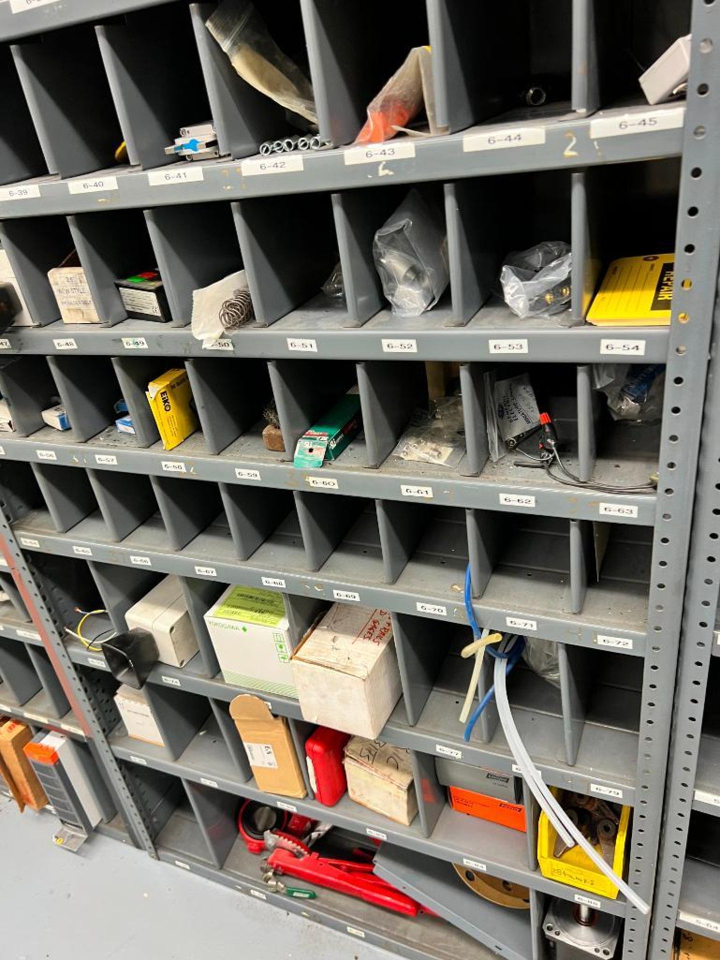 (28) Shelves of Assorted Parts, VERY LARGE LOT Consisting of MRO, Drives, Valves, PLC, Nuts, Bolts, - Image 5 of 67