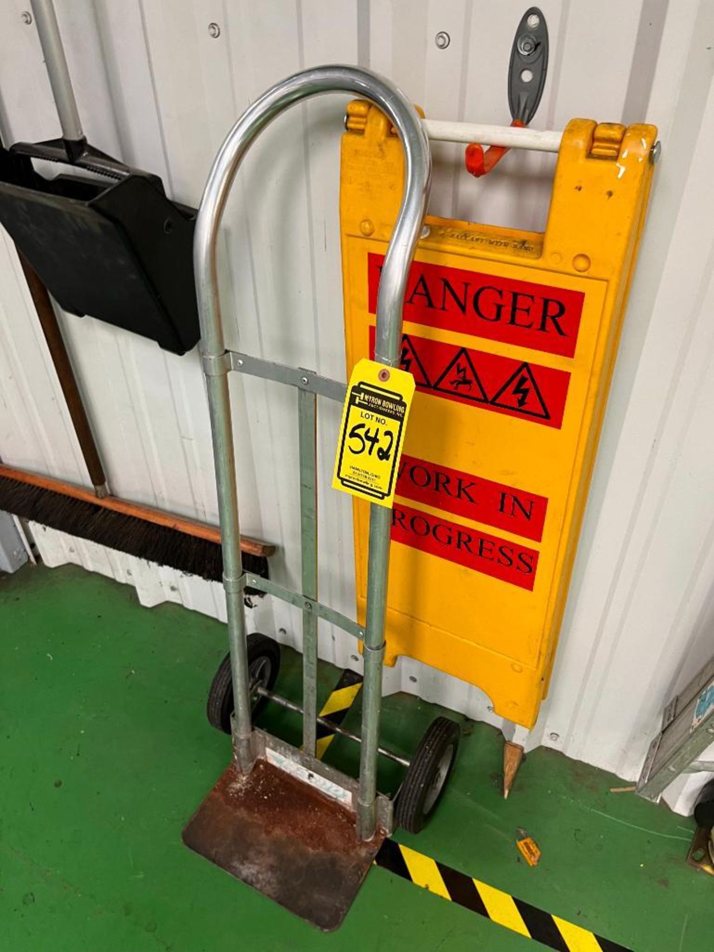 2-Wheel Hand Truck, Steel Cart, Broom, Caution Sign, (2) Eagle Waste Cans - Image 3 of 4