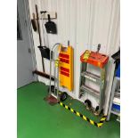 2-Wheel Hand Truck, Steel Cart, Broom, Caution Sign, (2) Eagle Waste Cans