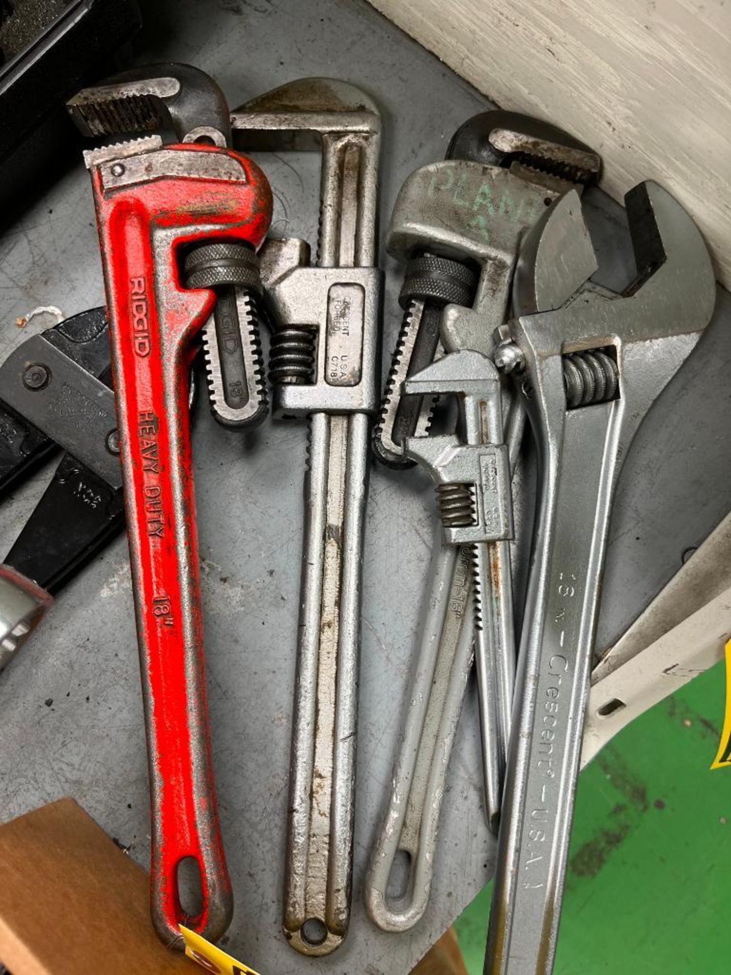 Assorted Pipe Wrenches, (1) 18" Adjustable Wrench, (1) H.K Porter Bolt Cutter - Image 2 of 3