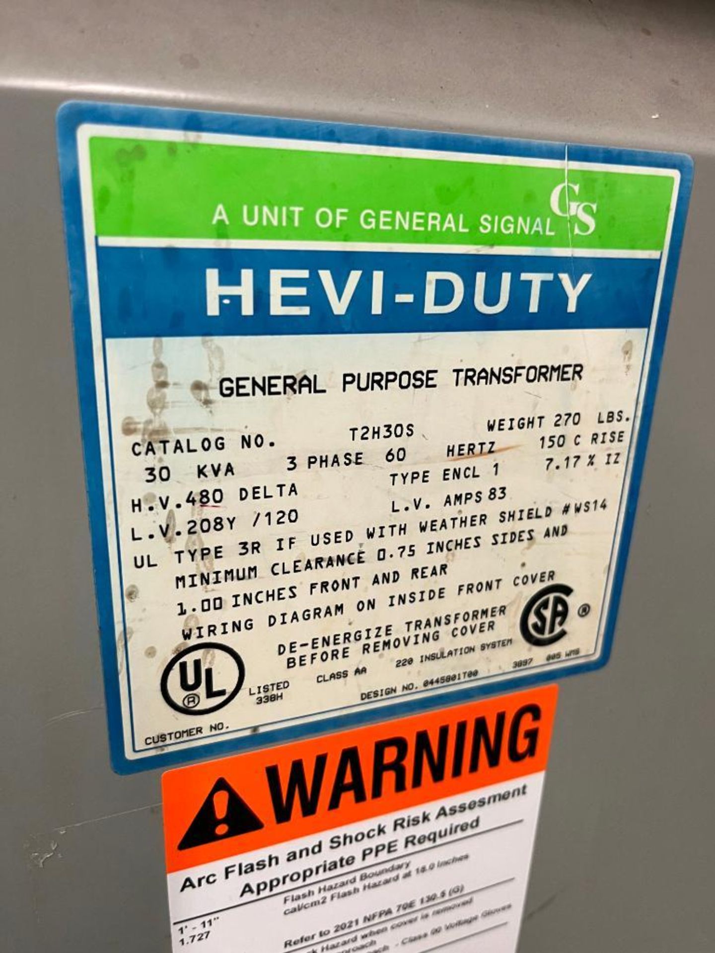 General Signal Hevi-Duty Transformer - Image 3 of 3