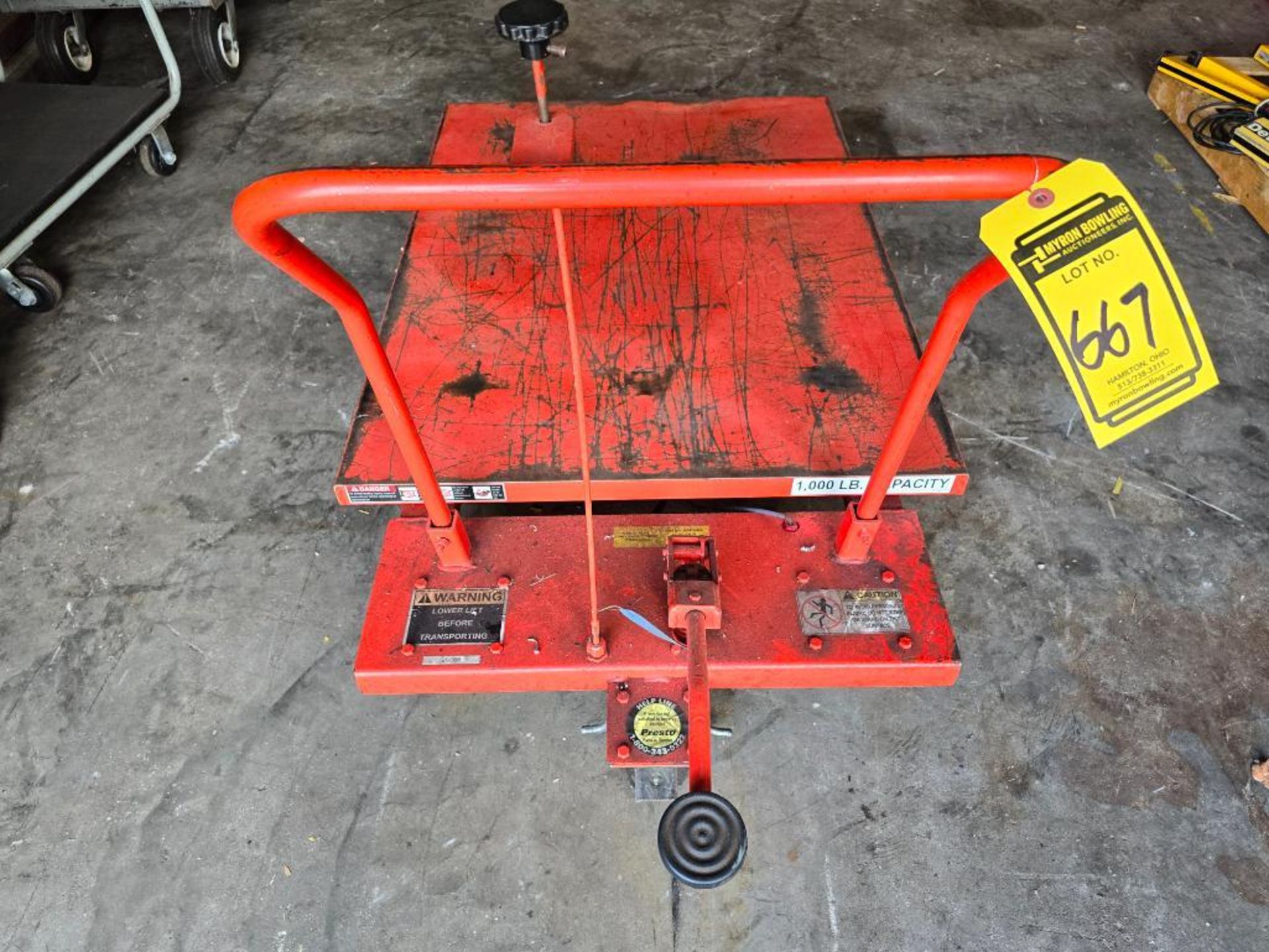 Presto Hydraulic Lift Table, 1,000 LB. Capacity, 48" X 36" Table - Image 3 of 5