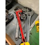 Assorted Pipe Wrenches, (1) 18" Adjustable Wrench, (1) H.K Porter Bolt Cutter