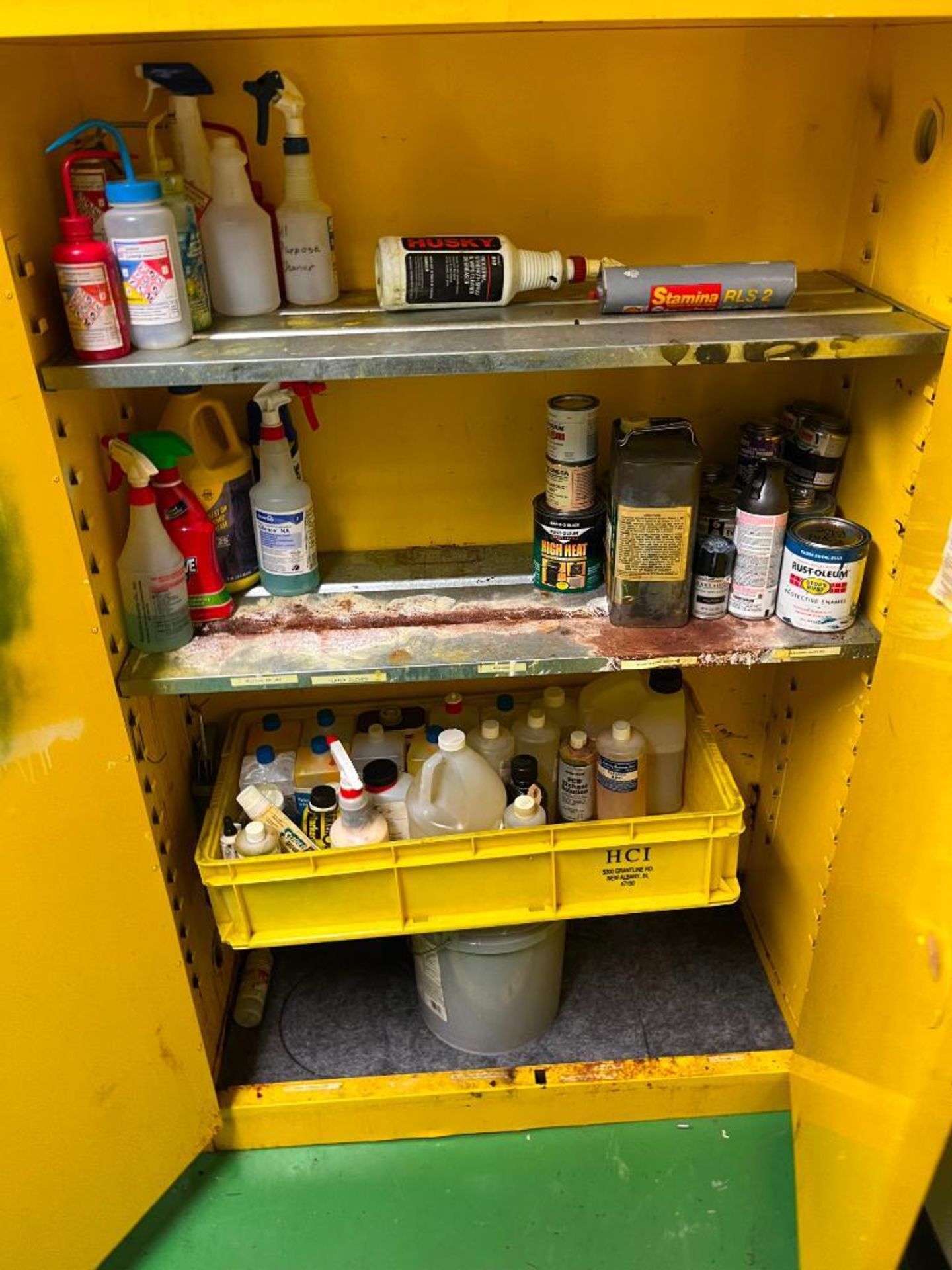 Justrite 45-Gallon Flammable Storage Cabinet & Metal Cabinet w/ Grease/ Zert Guns, & Misc. - Image 3 of 5