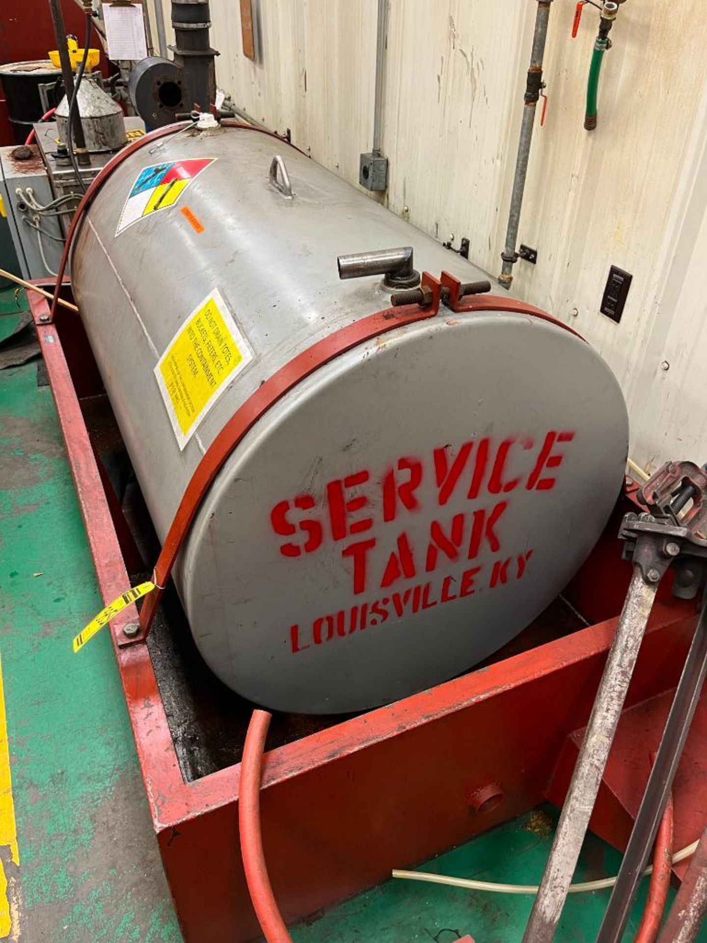 Service Welding & Machine 300-Gallon Used Water/Oil Tank in Steel Spill Container - Image 3 of 3