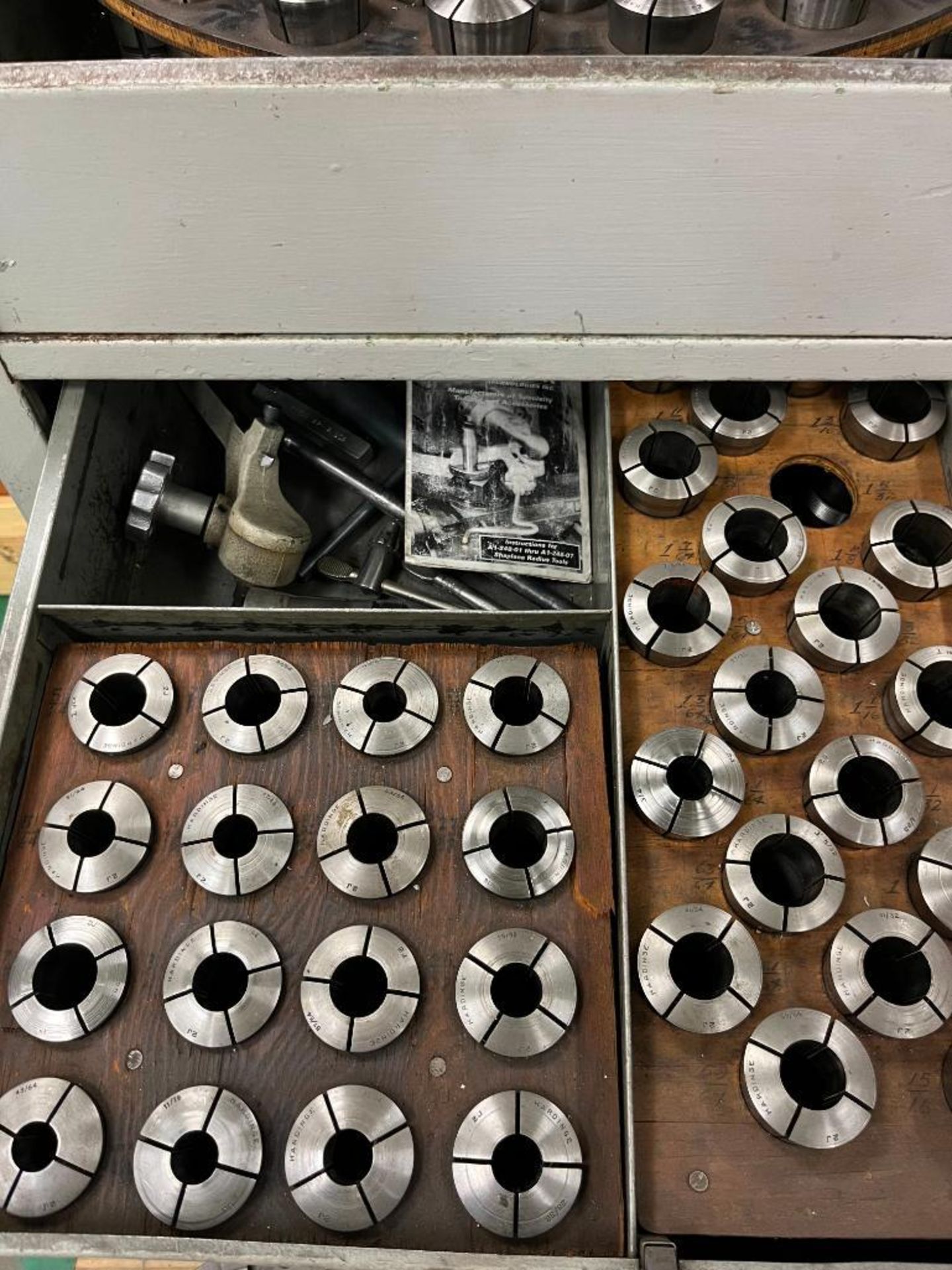 J2 Collets in Metal Cabinet w/ Top Lazy Susan Holder - Image 4 of 5