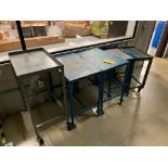 (5) Metal Rolling Carts, (2) Wood Top