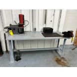 Metal Worktable w/ Mounted Porter-Cable PCB420SA Belt w/ 8" Disc Bench Sander, 4" X 36", & Craftsman