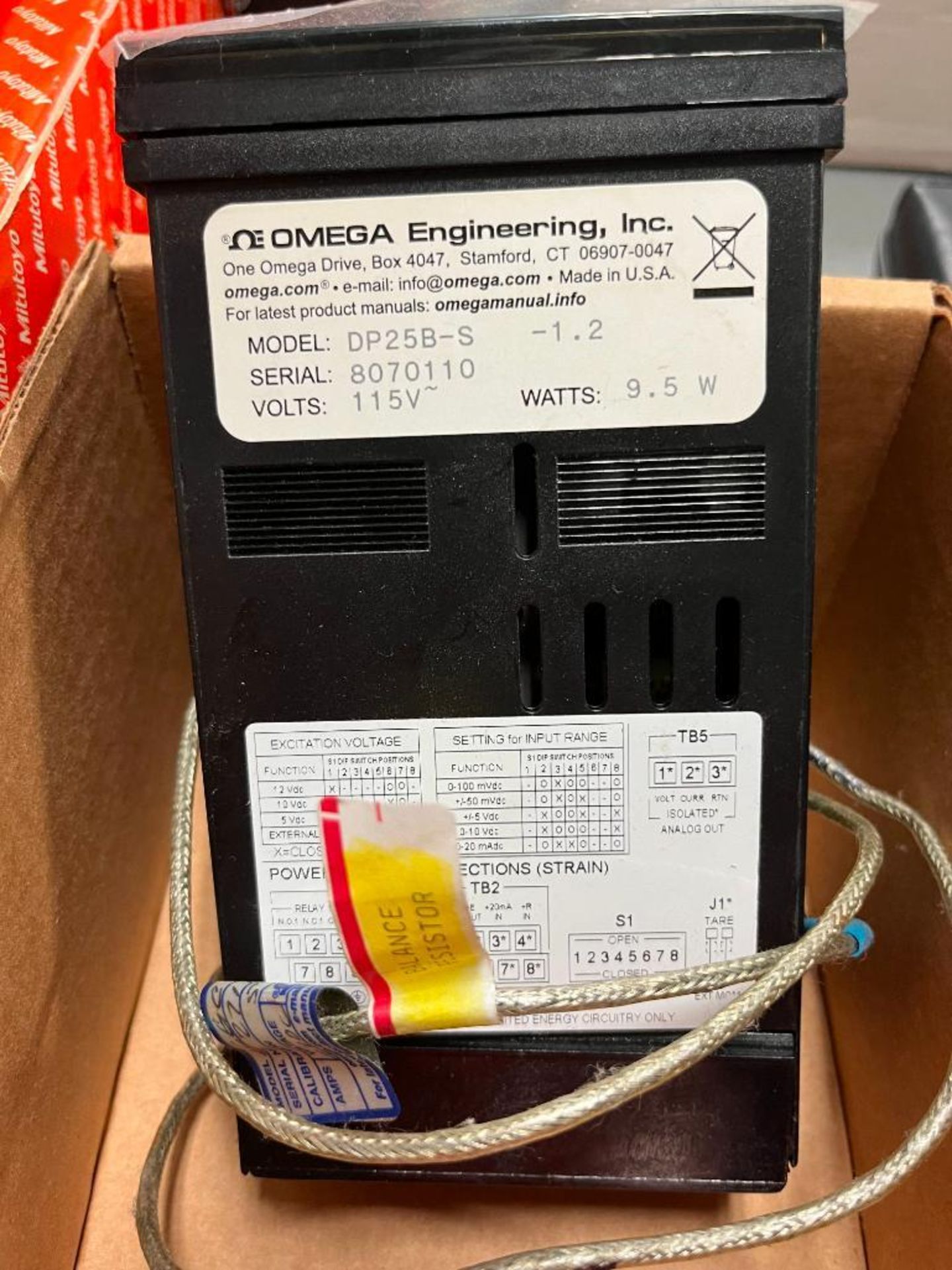 (1) Omega DP25B-S Panel Meter, S/N 8070110, 115 Volt, 9.5 W, (1) Mitutoyo Foot Switch, Part No. 9371 - Image 3 of 4