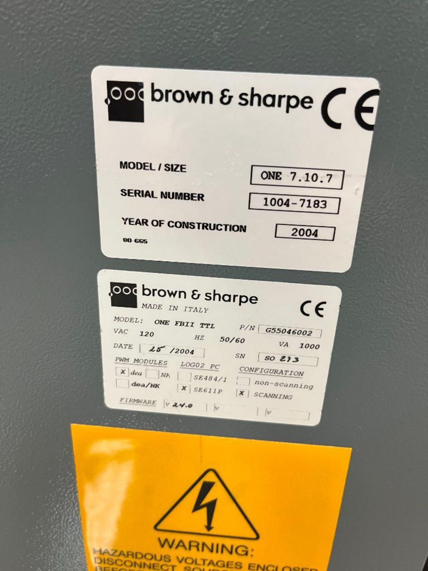 2004 Brown & Sharpe CMM Machine, Model/Size: One/7.10.7, S/N 1004-7183, 52 1/2" X 37 1/2" Steel Tabl - Image 8 of 22