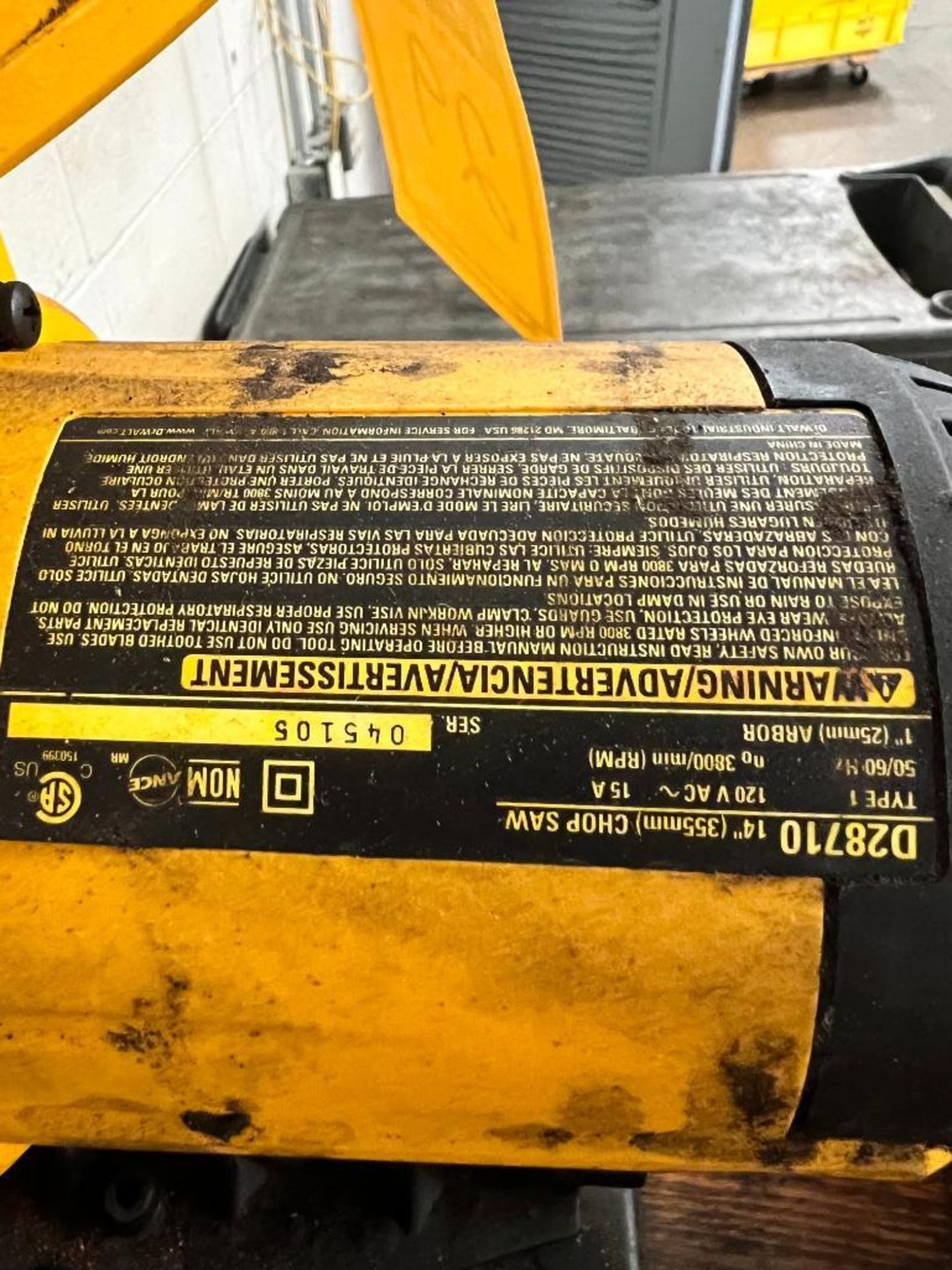 DeWalt Electric Chop Saw, Model D28710, S/N 045105 - Image 3 of 3