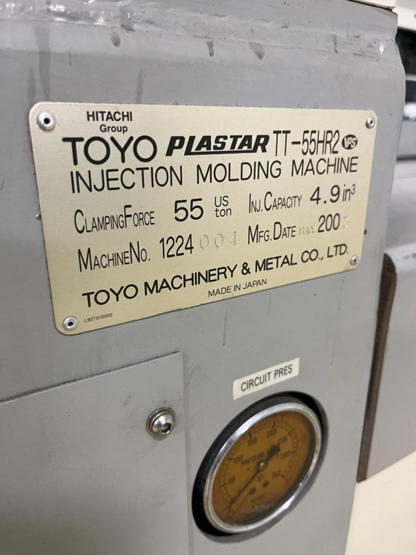 2001 Toyo Plastar TT-55HR2 Plastic Injection Mold Machine, 55-Ton Clamp Force, 4.9" Injection Capaci - Image 11 of 11