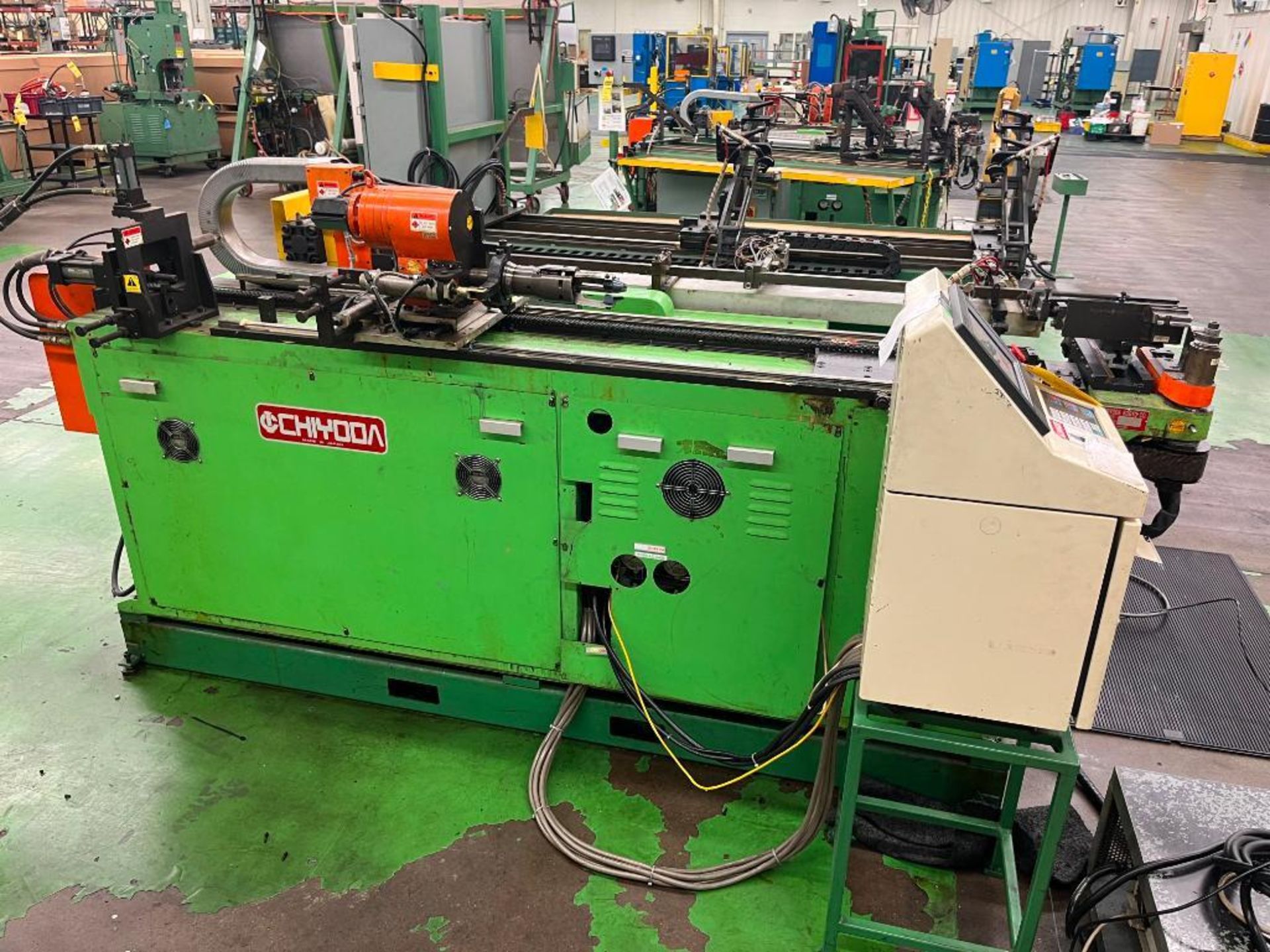 Chiyoda CNC Tube Bending Line w/ Mitsubishi Melfa RV-E2 Robot Arm & Pendant Control, Chiyoda Bender,