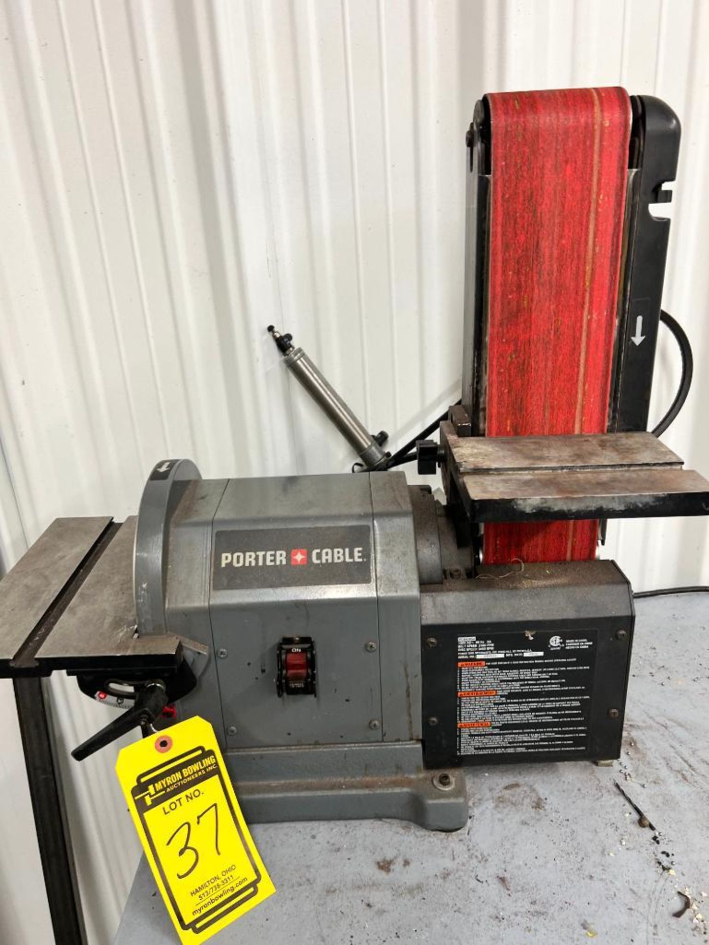 Metal Worktable w/ Mounted Porter-Cable PCB420SA Belt w/ 8" Disc Bench Sander, 4" X 36", & Craftsman - Image 2 of 4