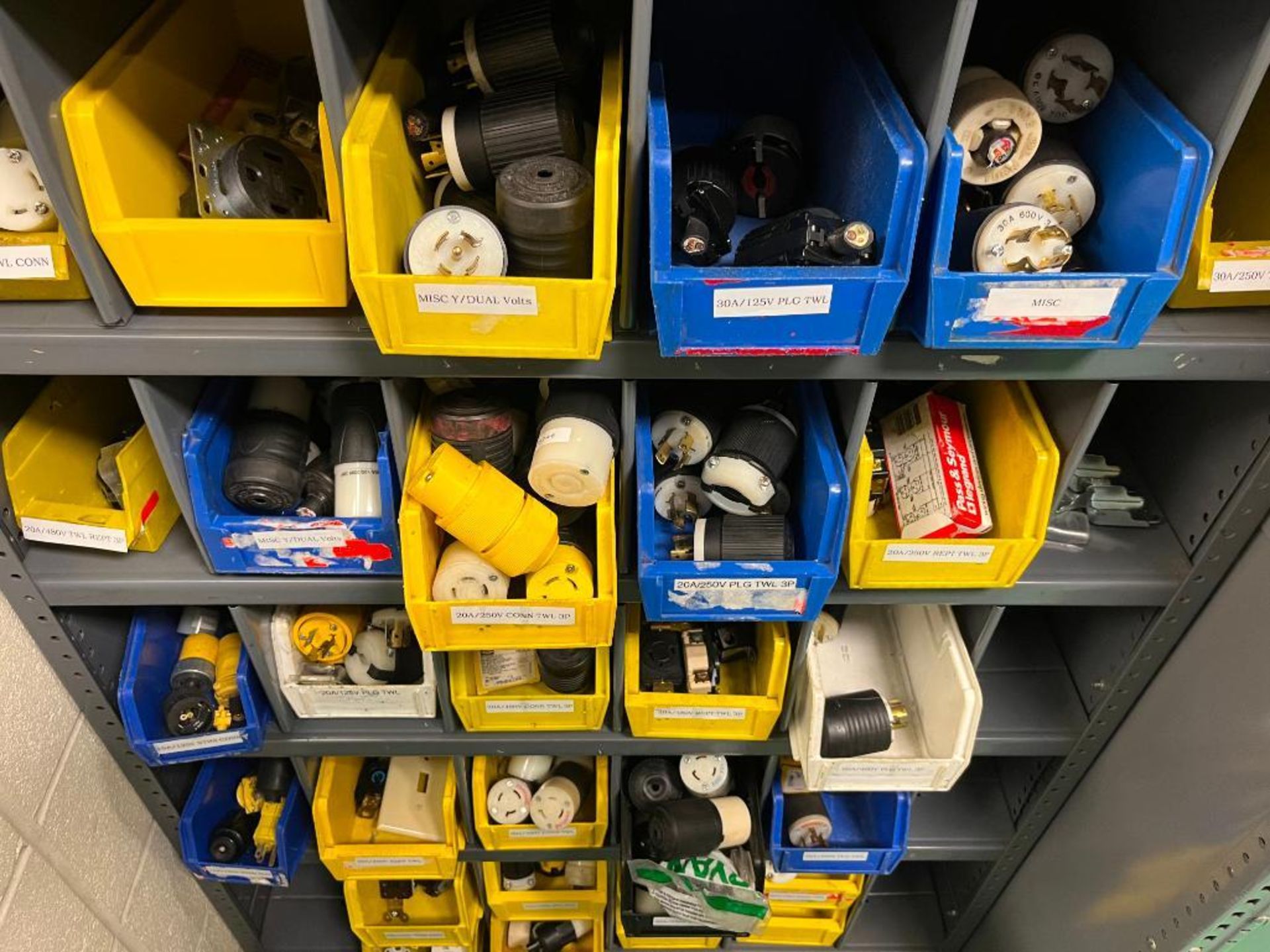 Contents of Maintenance Repair Room; Electrical Wire, Fittings, Chain, Breakers, Relays, Plug Ends, - Image 24 of 65