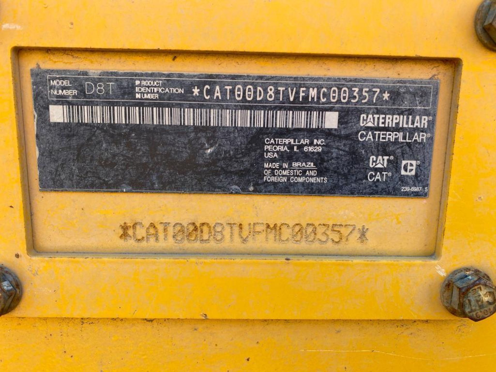 2015 Caterpillar D8T Dozer, Pin No. CAT00D8TVFMC00357, 25,325 Hours, 27-1/2" Track Pads, 17' 3" Wide - Image 11 of 17