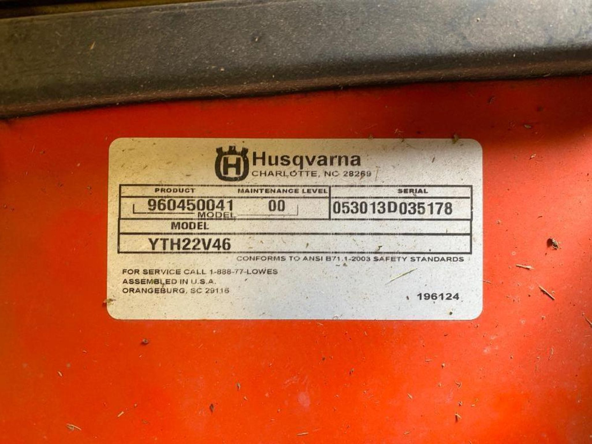 Husqvarna YTH 22V46 Riding Mower, 22 HP Briggs & Stratton Intek V-Twin Engine, 46" Deck - Image 4 of 4