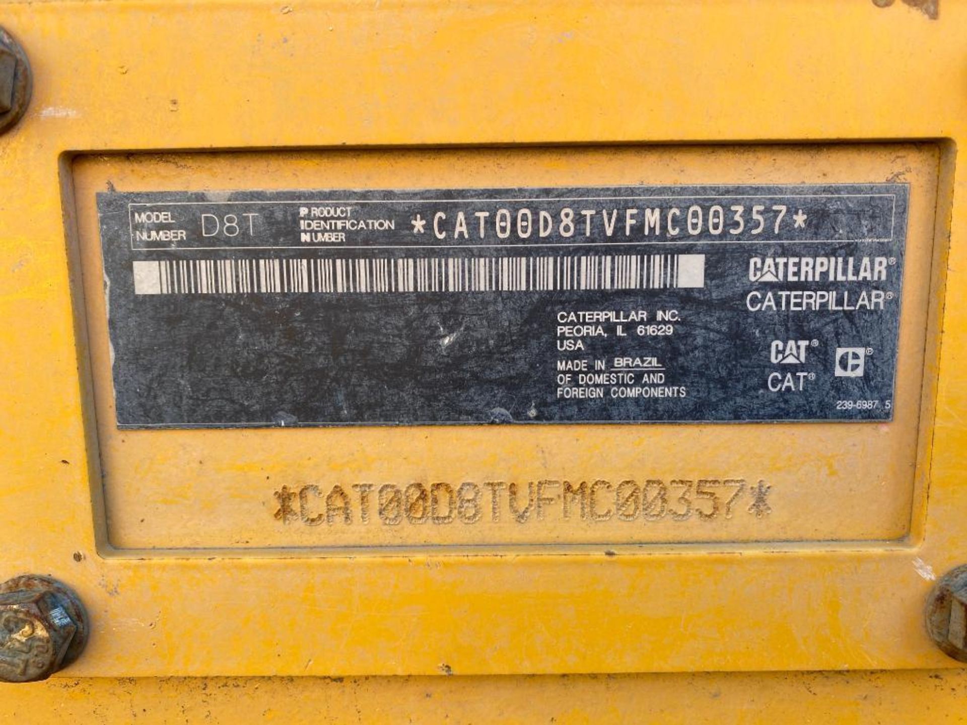 2015 Caterpillar D8T Dozer, Pin No. CAT00D8TVFMC00357, 25,325 Hours, 27-1/2" Track Pads, 17' 3" Wide - Image 12 of 17