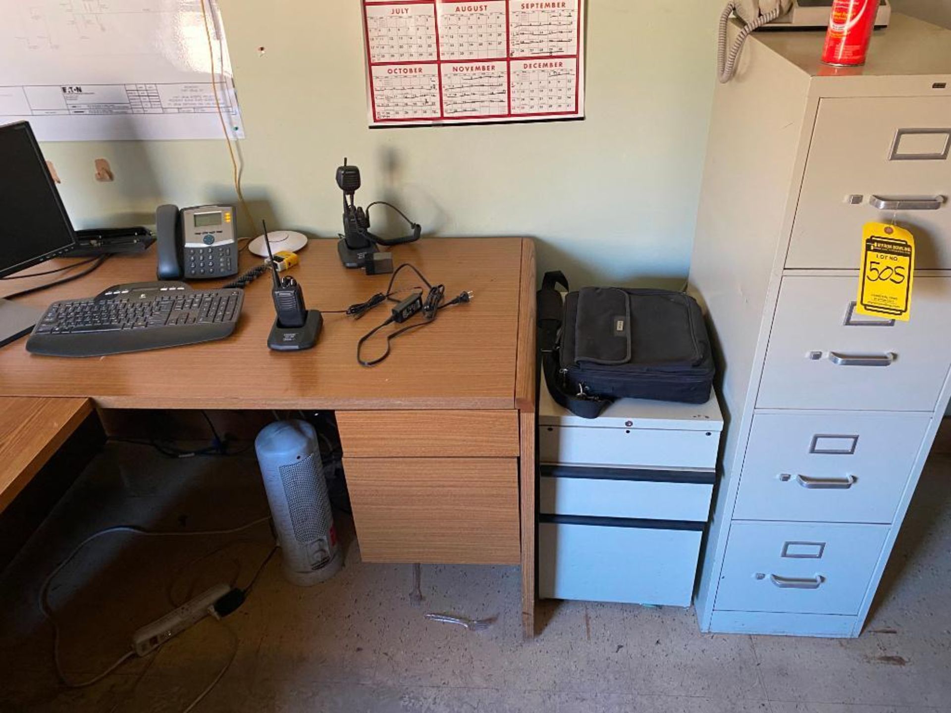 Contents of Office; Desk, Table, (2) 2-Door Cabinets, File Cabinet, Refrigerator, & Computer - Image 6 of 7