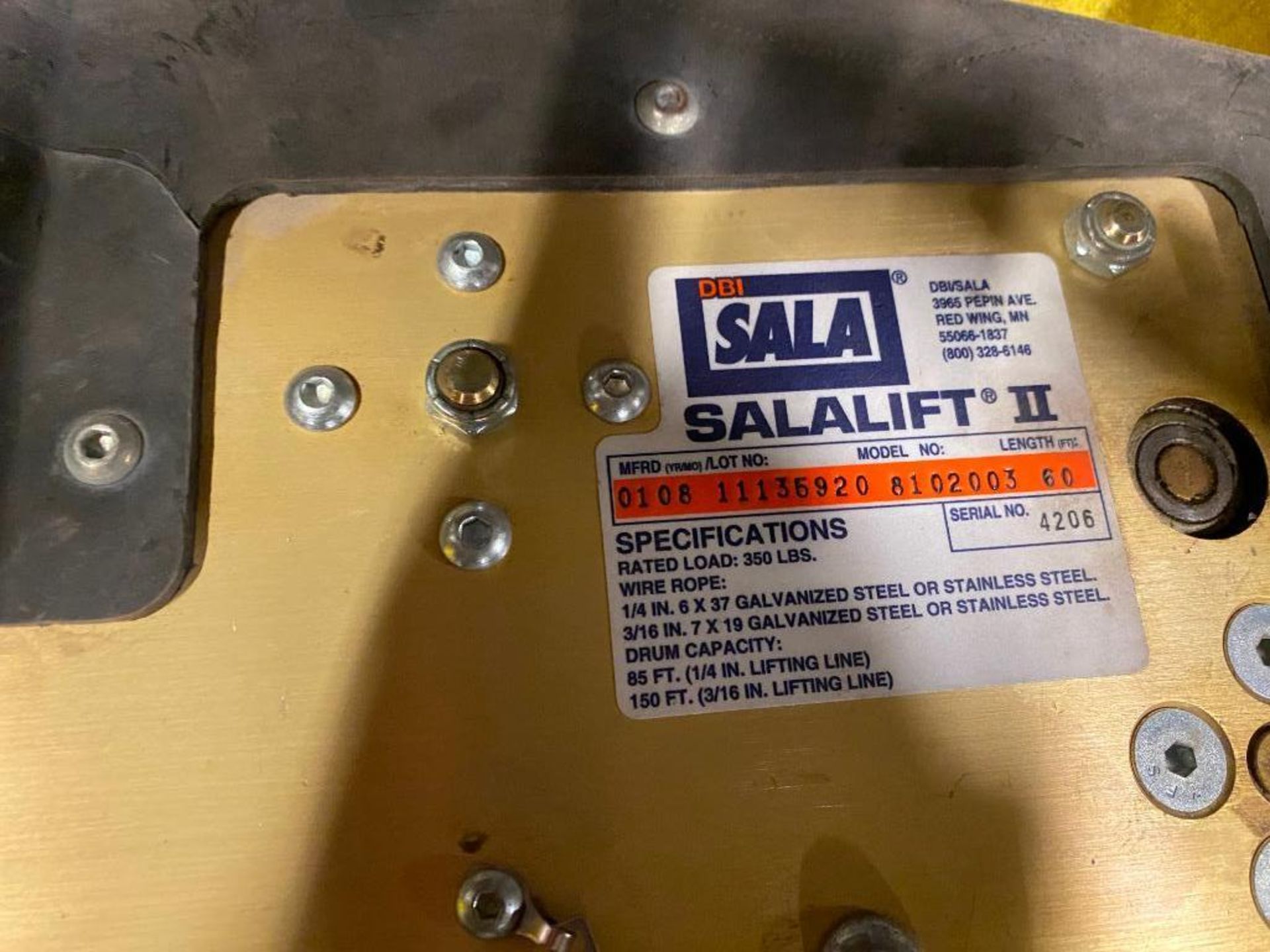 Sala 350 LB. Cap. Tripod & Salalift II Manual Hoist, Model 8102003 - Image 3 of 3