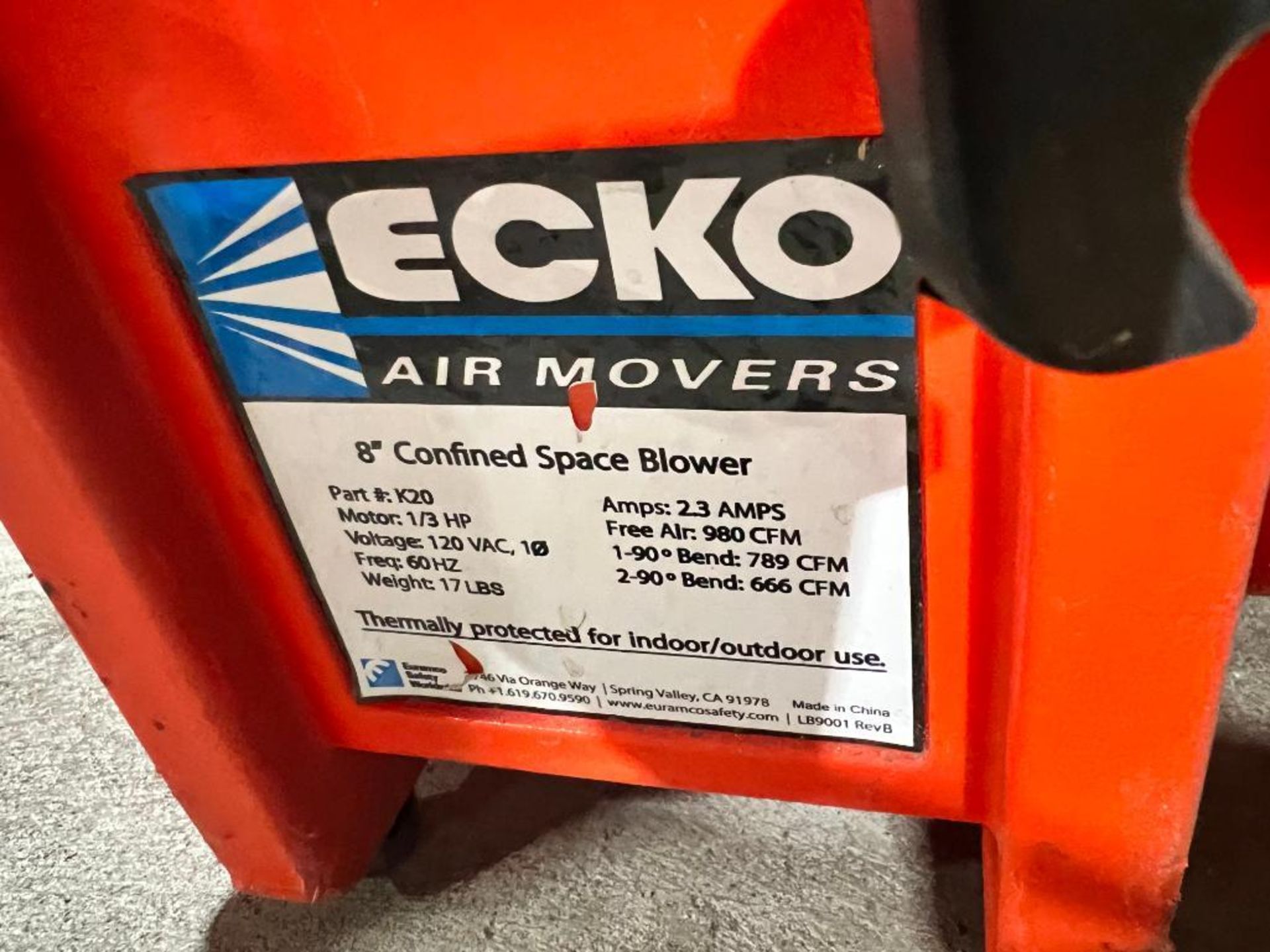 Ecko Air Mover 8" Confined Space Blower - Image 3 of 3