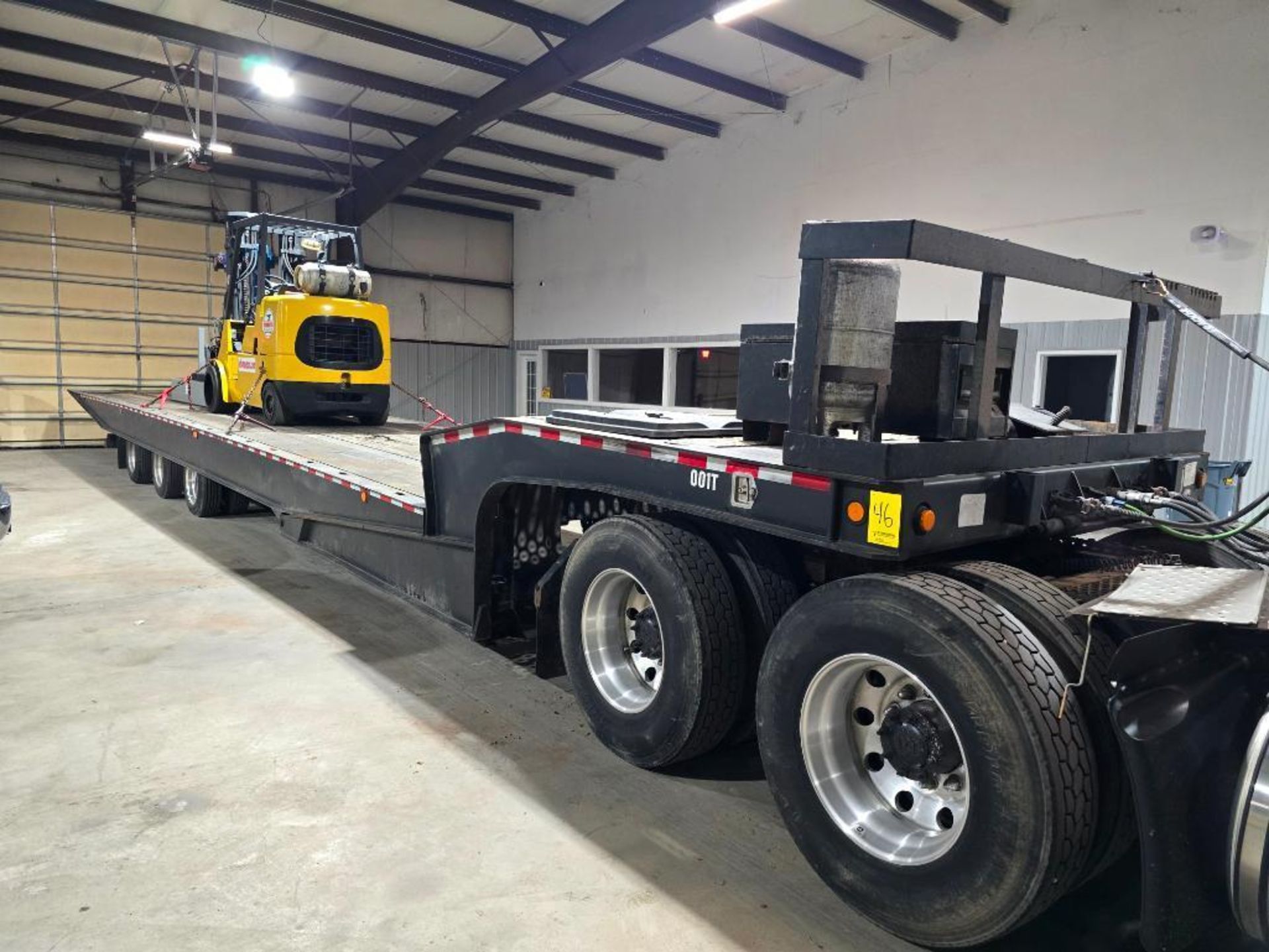 2011 Landoll Tri-Axle Traveling Axle Tilt Bed Trailer, Model 455, 43' Deck, 3'3" Tall Deck, Power Sp