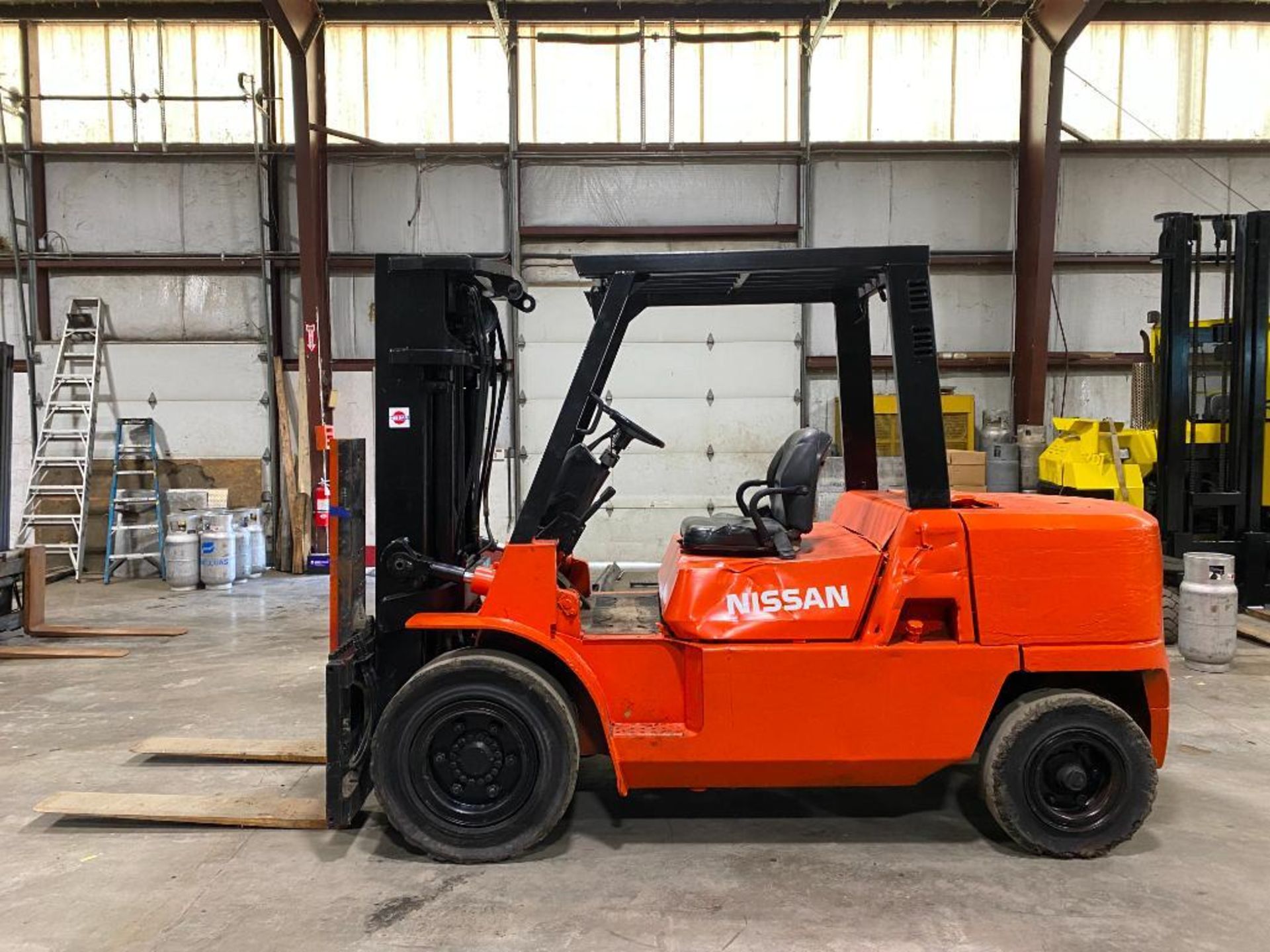 Nissan 11,000-LB. Capacity Forklift, Model F04D50V, S/N AN28B50071, Diesel, Solid Pneumatic Tires, 3