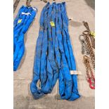 (4) 8' American Blue Polyester Round Slings, 21,200 LB. Vert./ 17,000 LB. Choker/ 42,400 LB. Basket