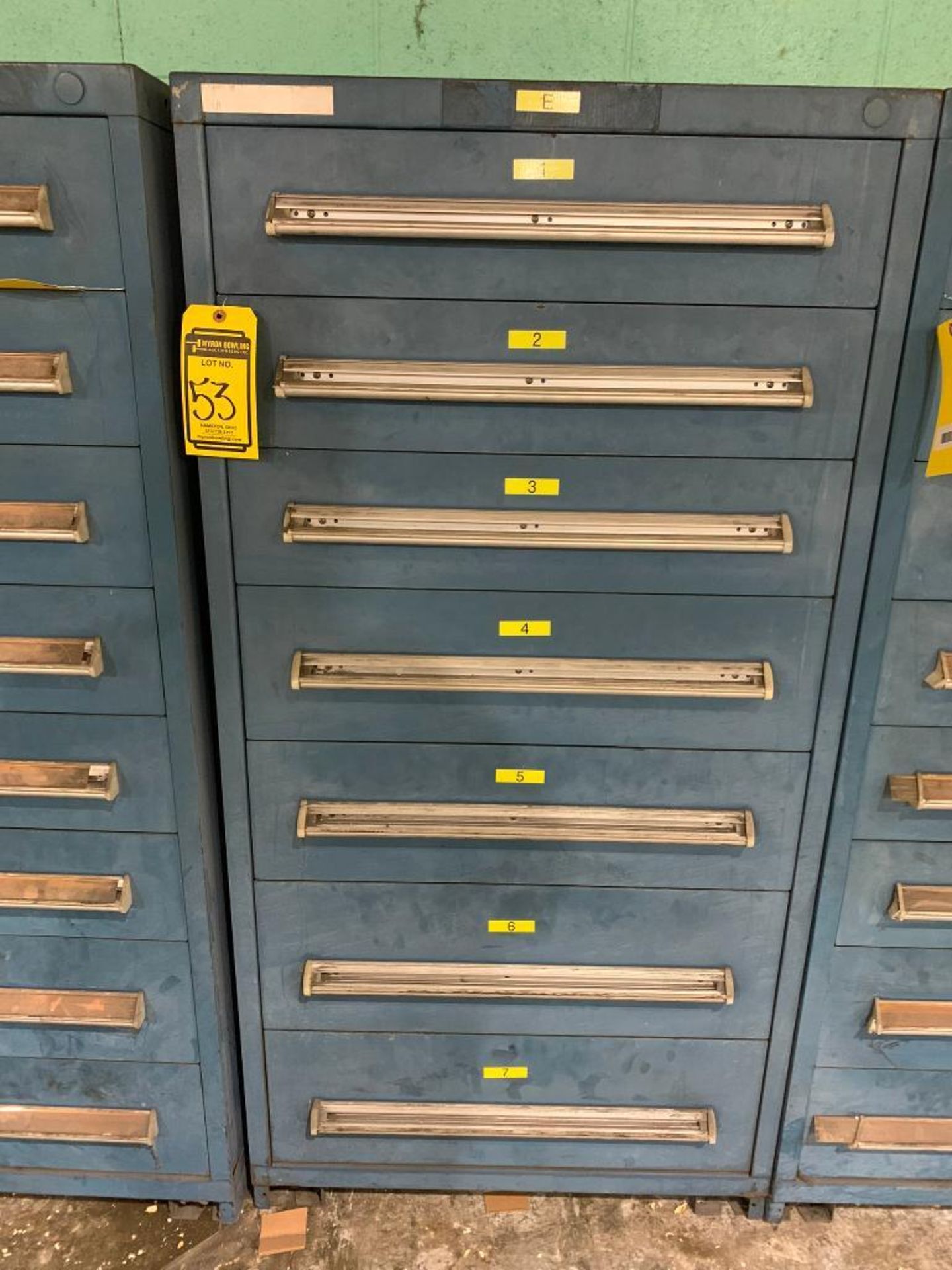 Stanley Vidmar 7-Drawer Cabinet w/ Assorted Repair Parts, Pneumatic Valve, Thrust Ring, Valve Seats,